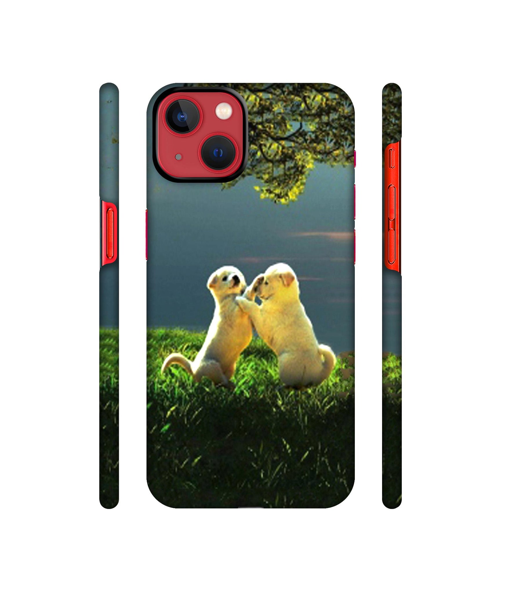 Puppy Couple Play Kids Nature Designer Hard Back Cover for Apple iPhone 13