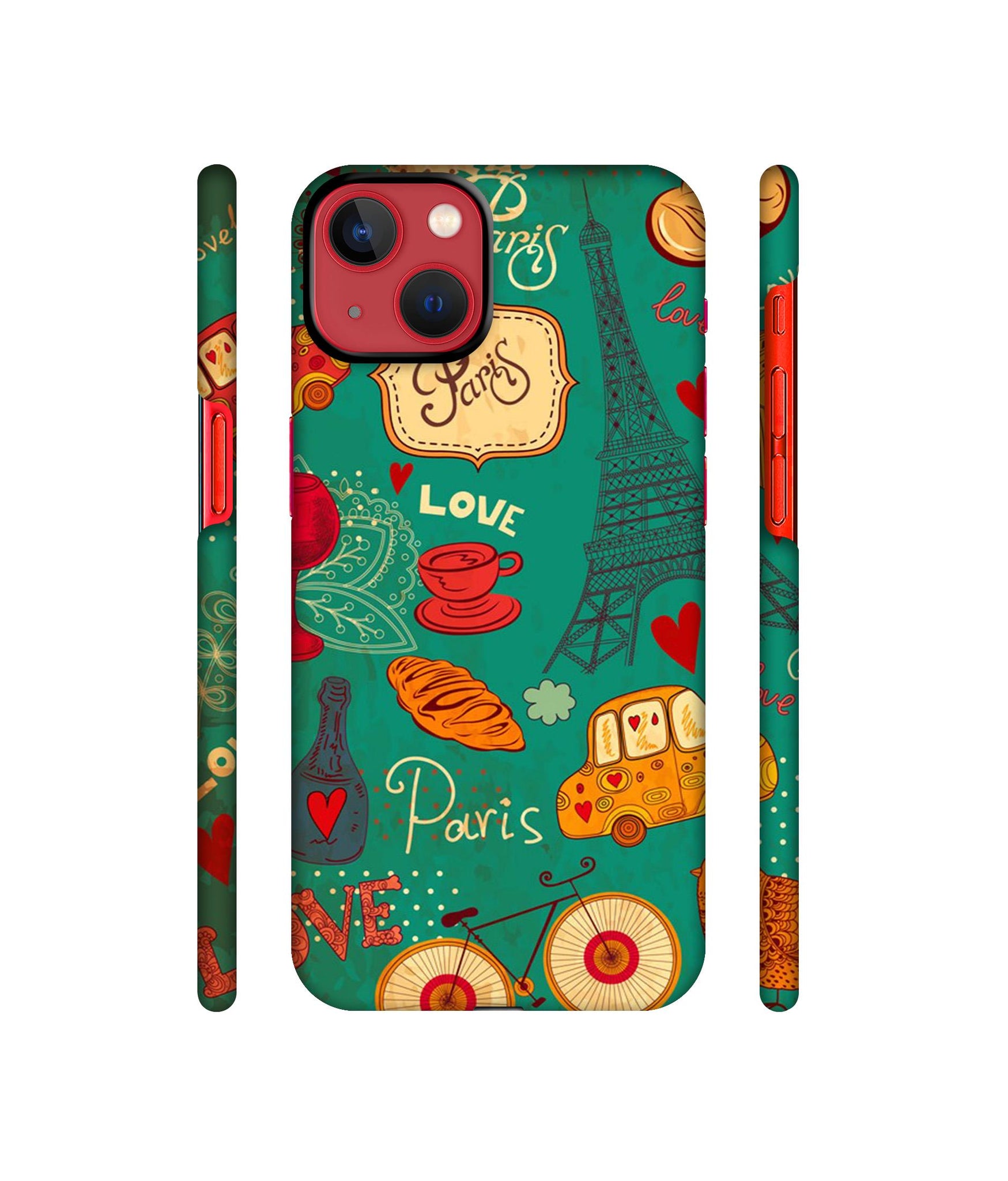 Paris Love Print Designer Hard Back Cover for Apple iPhone 13