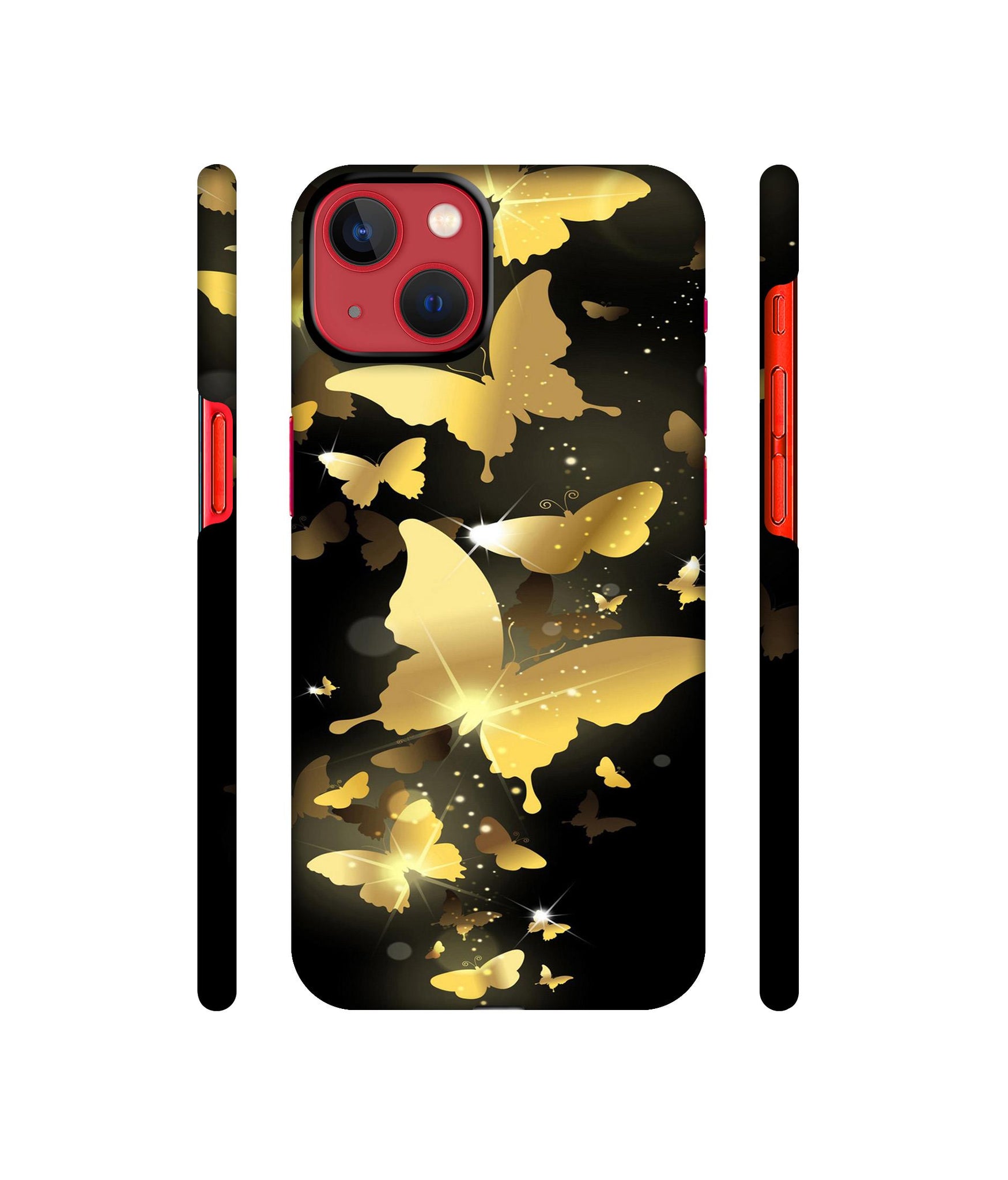 Golden Butterfly Pattern Designer Hard Back Cover for Apple iPhone 13