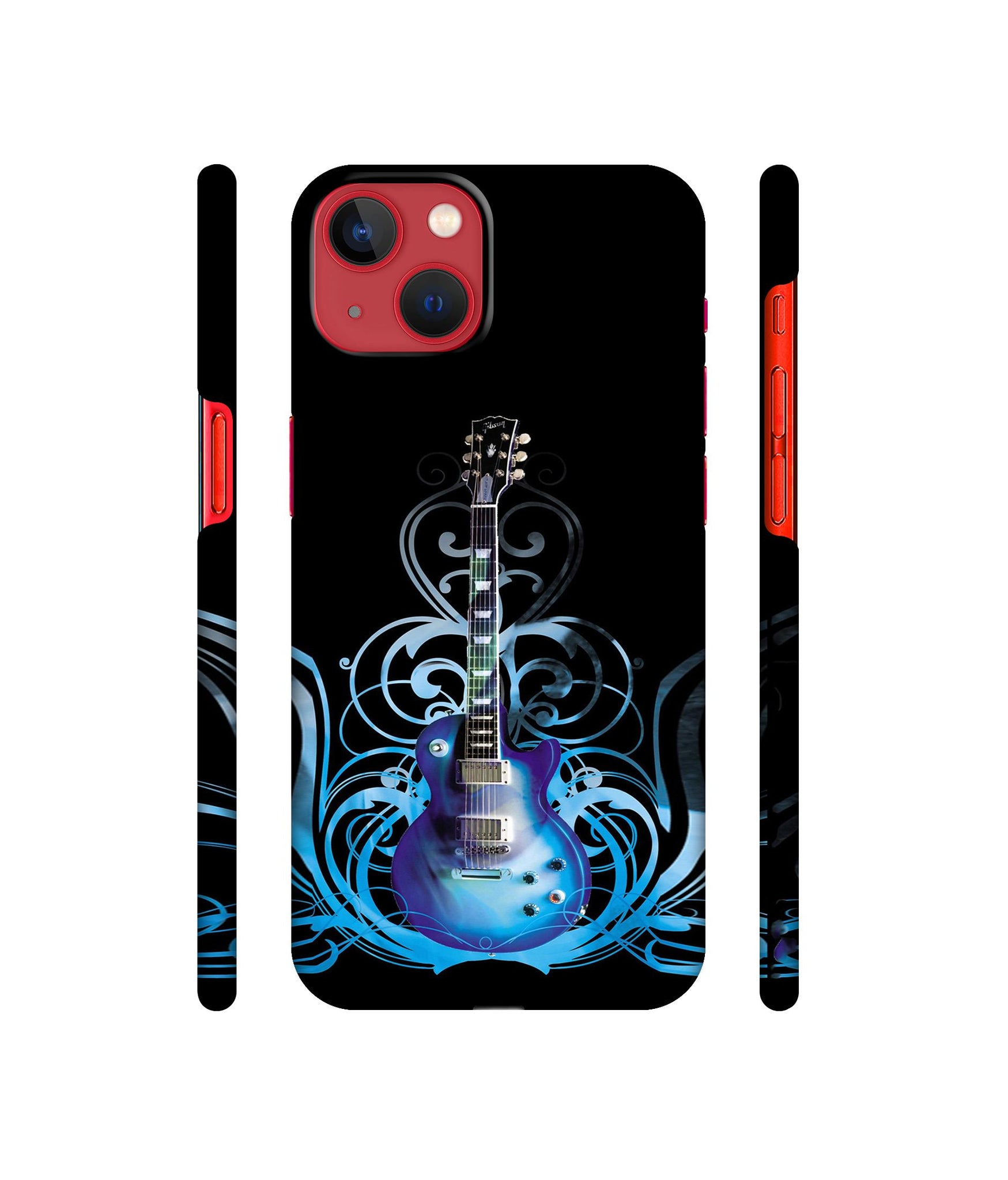 Guitar In Blue Pattern Designer Hard Back Cover for Apple iPhone 13