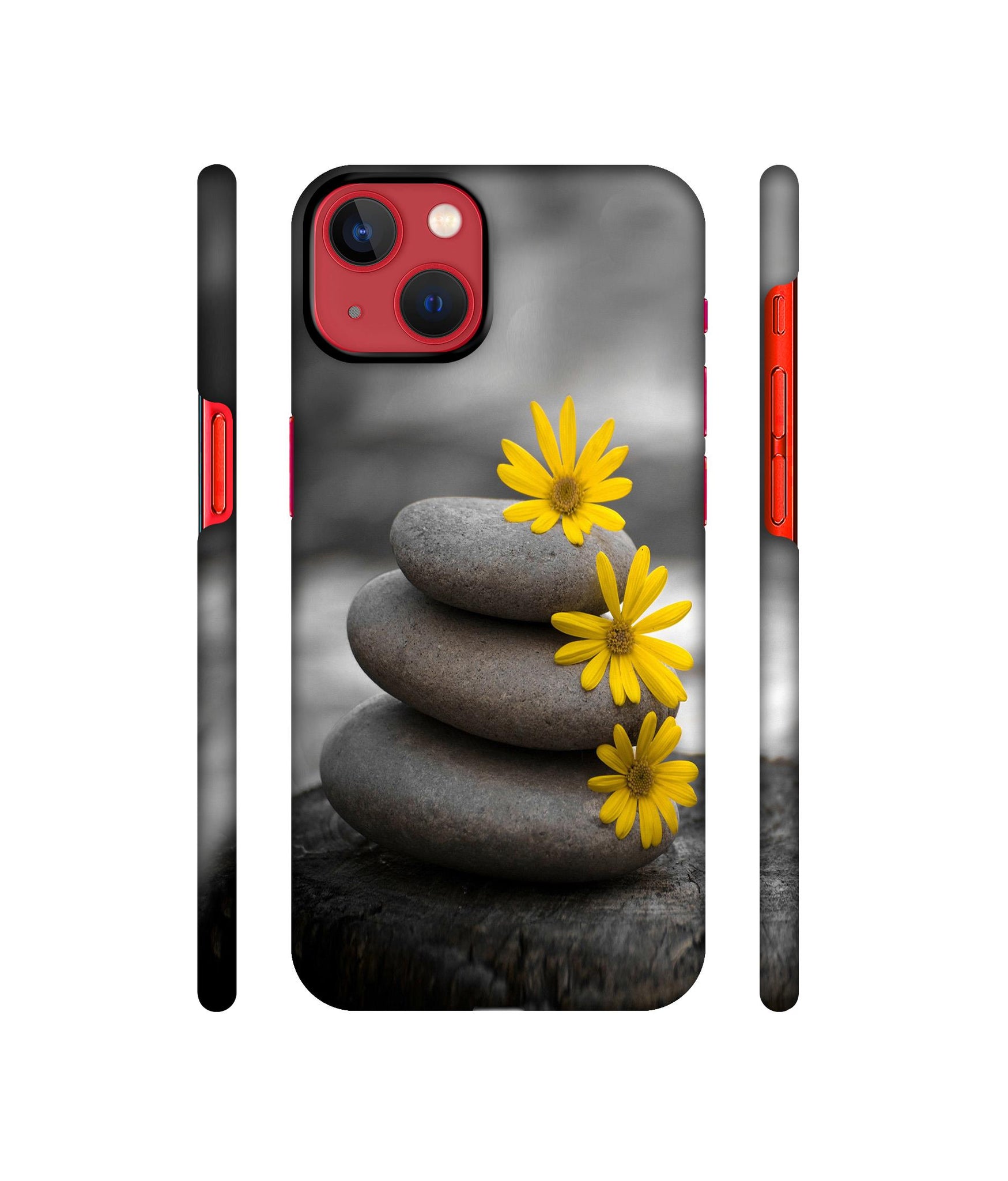 Stones And Flower Designer Hard Back Cover for Apple iPhone 13