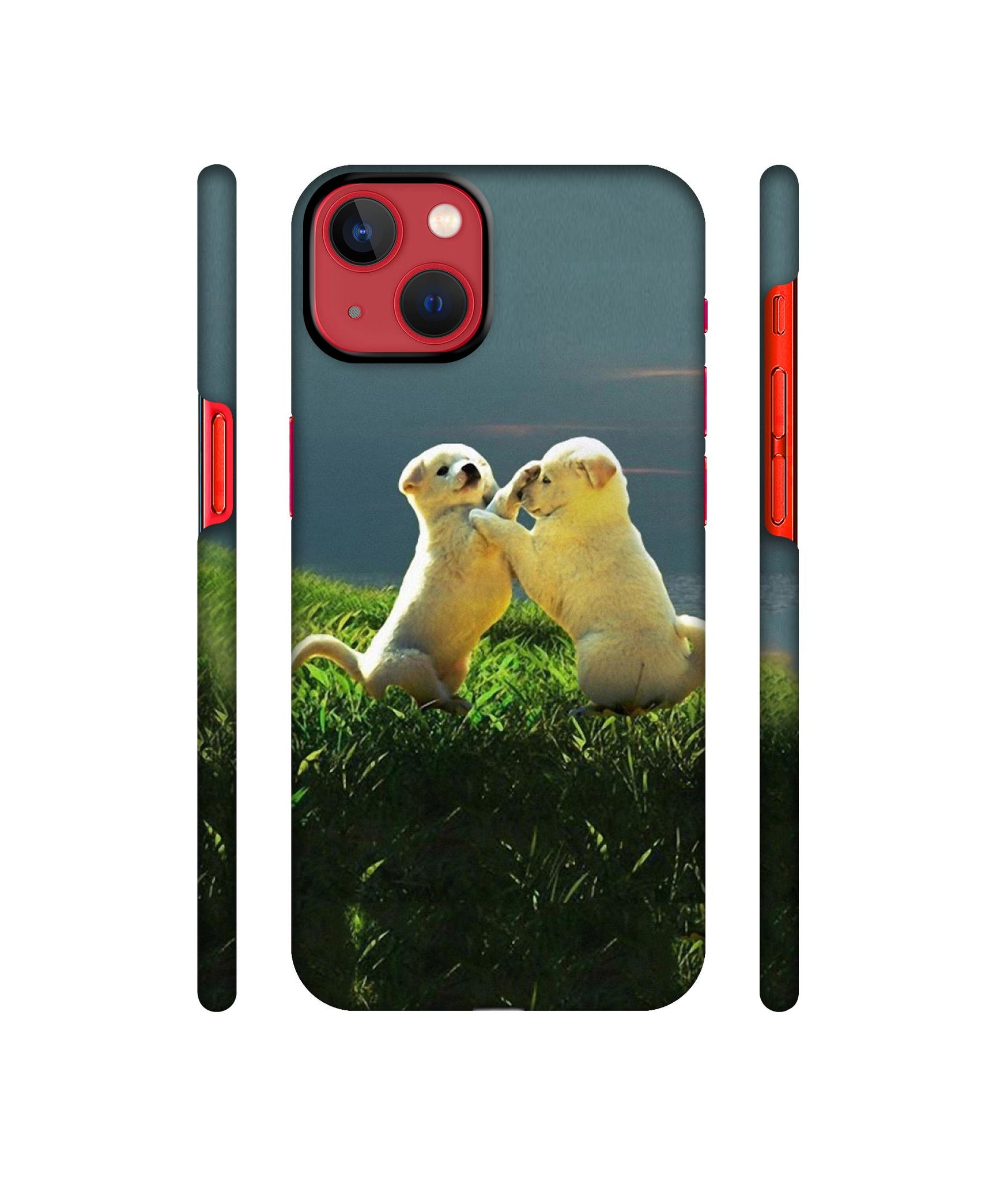 Puppy Couple Sunset Designer Hard Back Cover for Apple iPhone 13