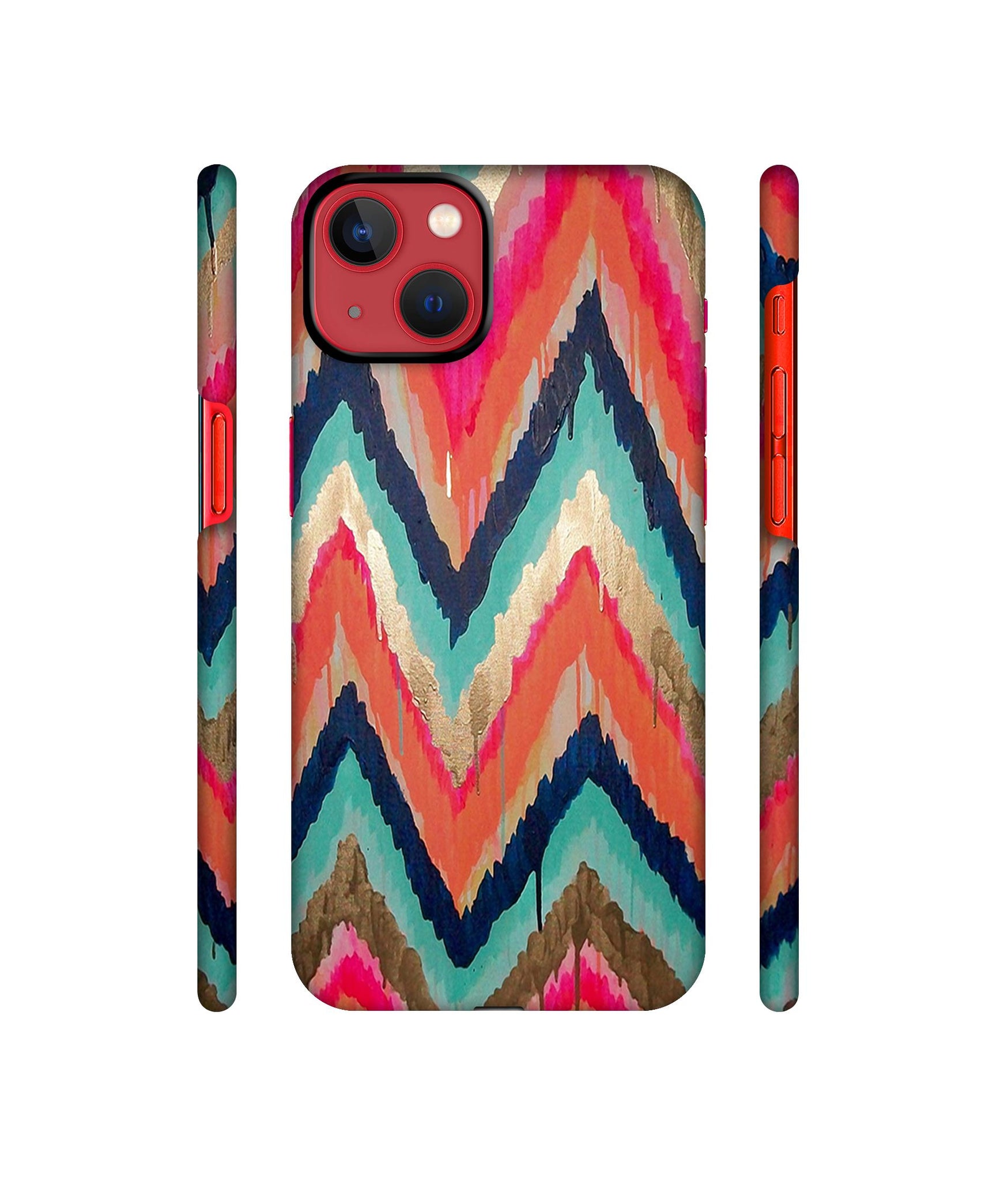 Colorful Zig-Zag Lines Art Designer Hard Back Cover for Apple iPhone 13