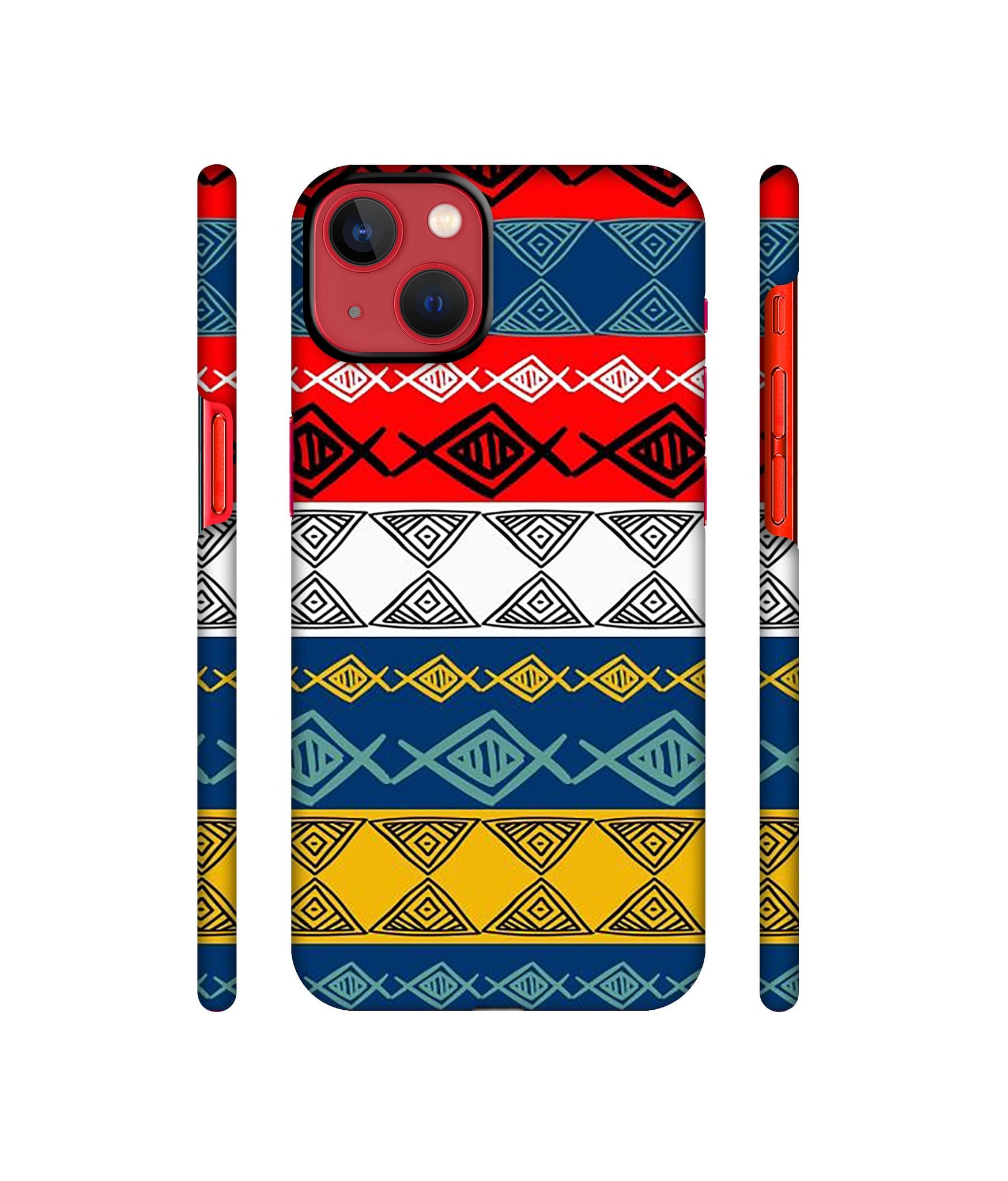 Colorful Hand Made Rangoli Art Designer Hard Back Cover for Apple iPhone 13