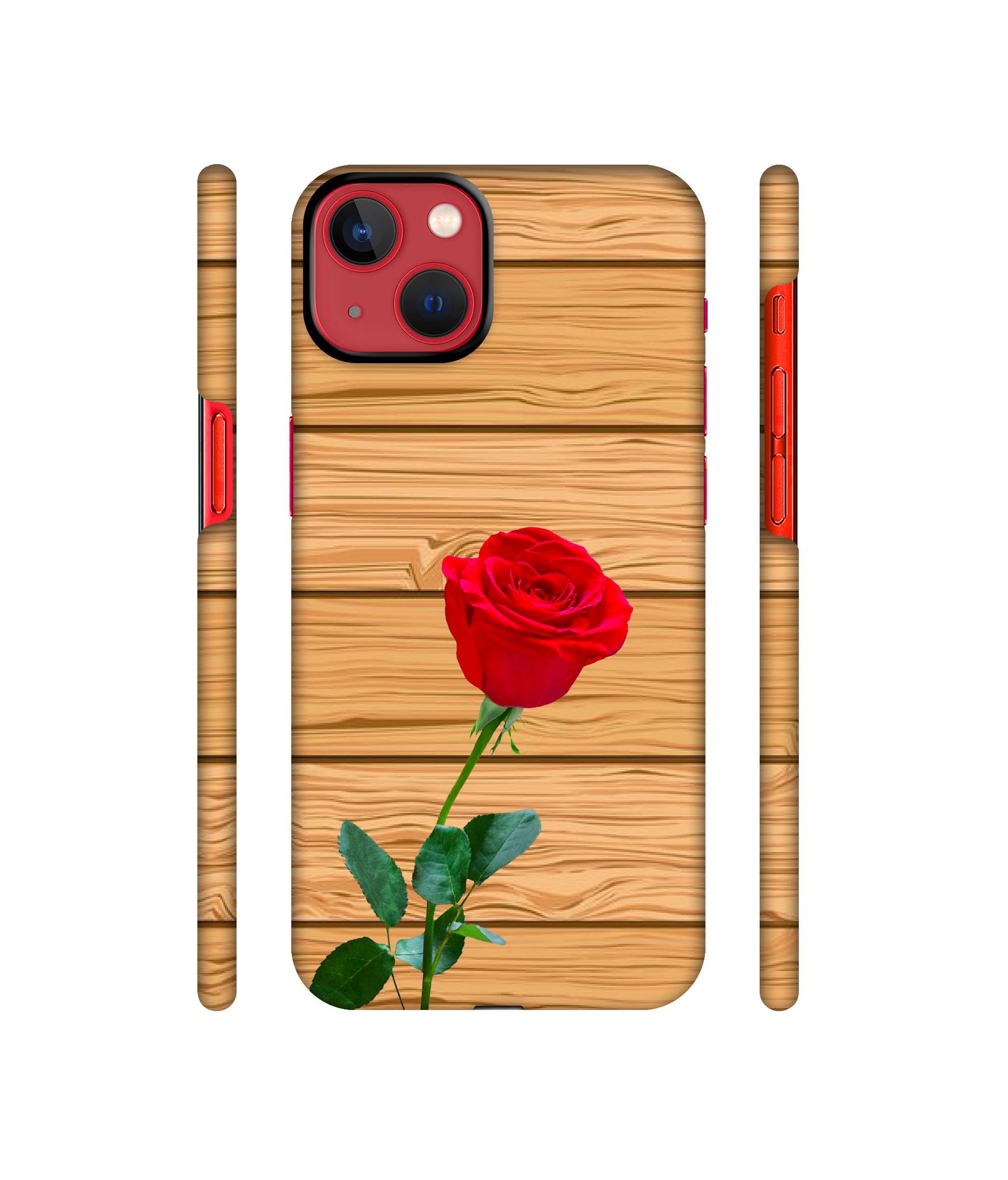 Rose With Wooden Texture Designer Hard Back Cover for Apple iPhone 13