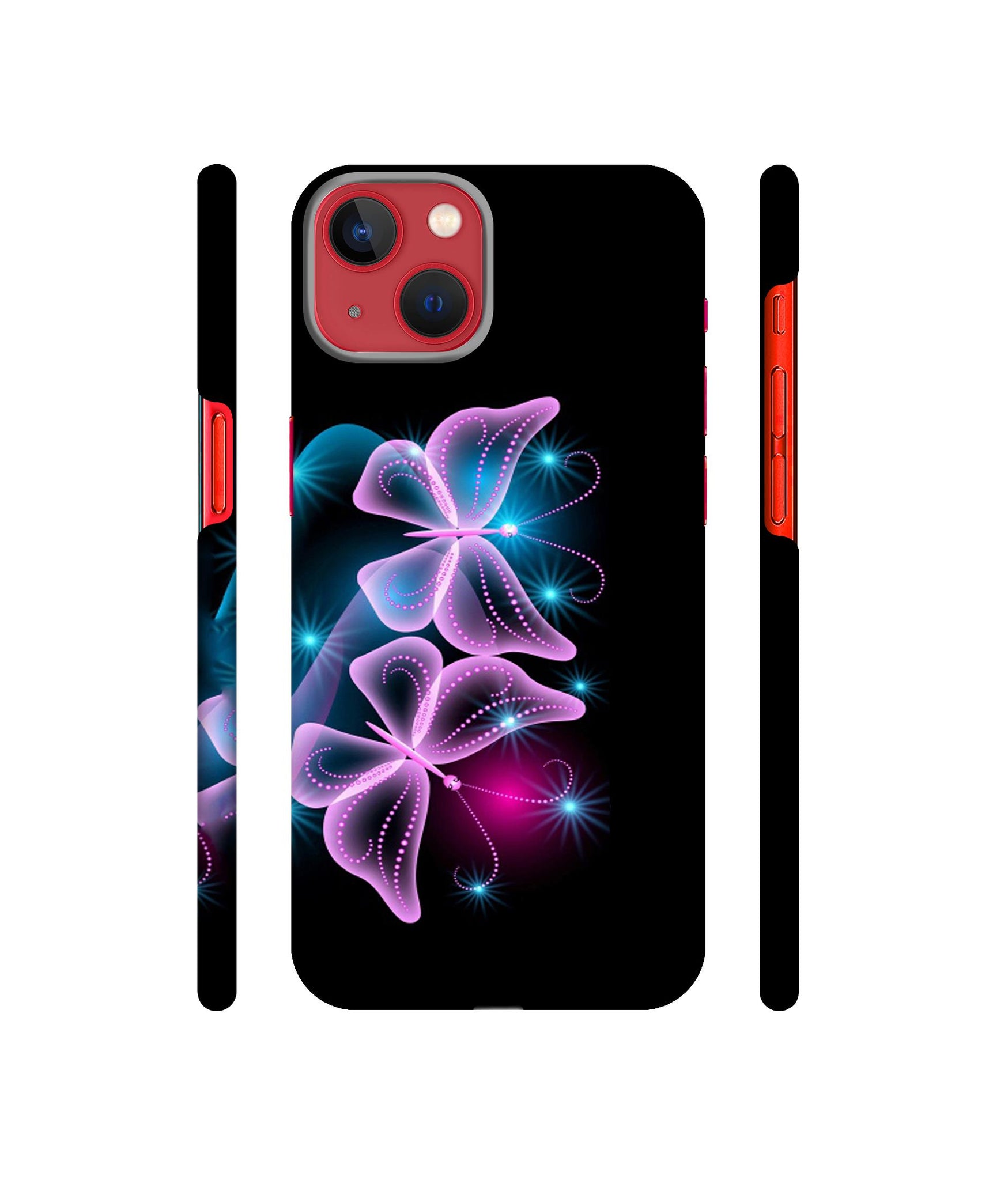 Butterflies Neon Light Designer Hard Back Cover for Apple iPhone 13