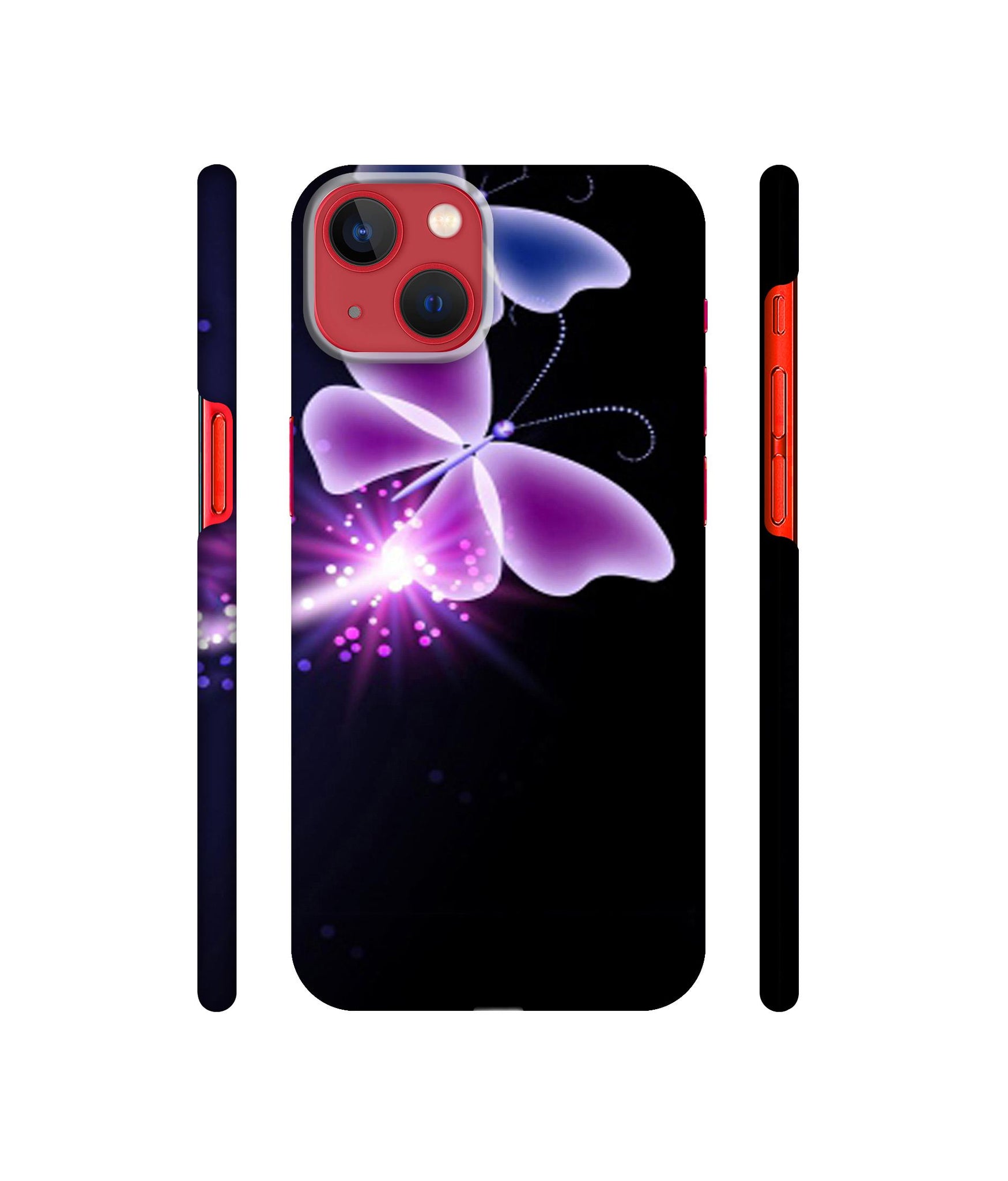 Neon Butterfly Light Abstract Shine Designer Hard Back Cover for Apple iPhone 13