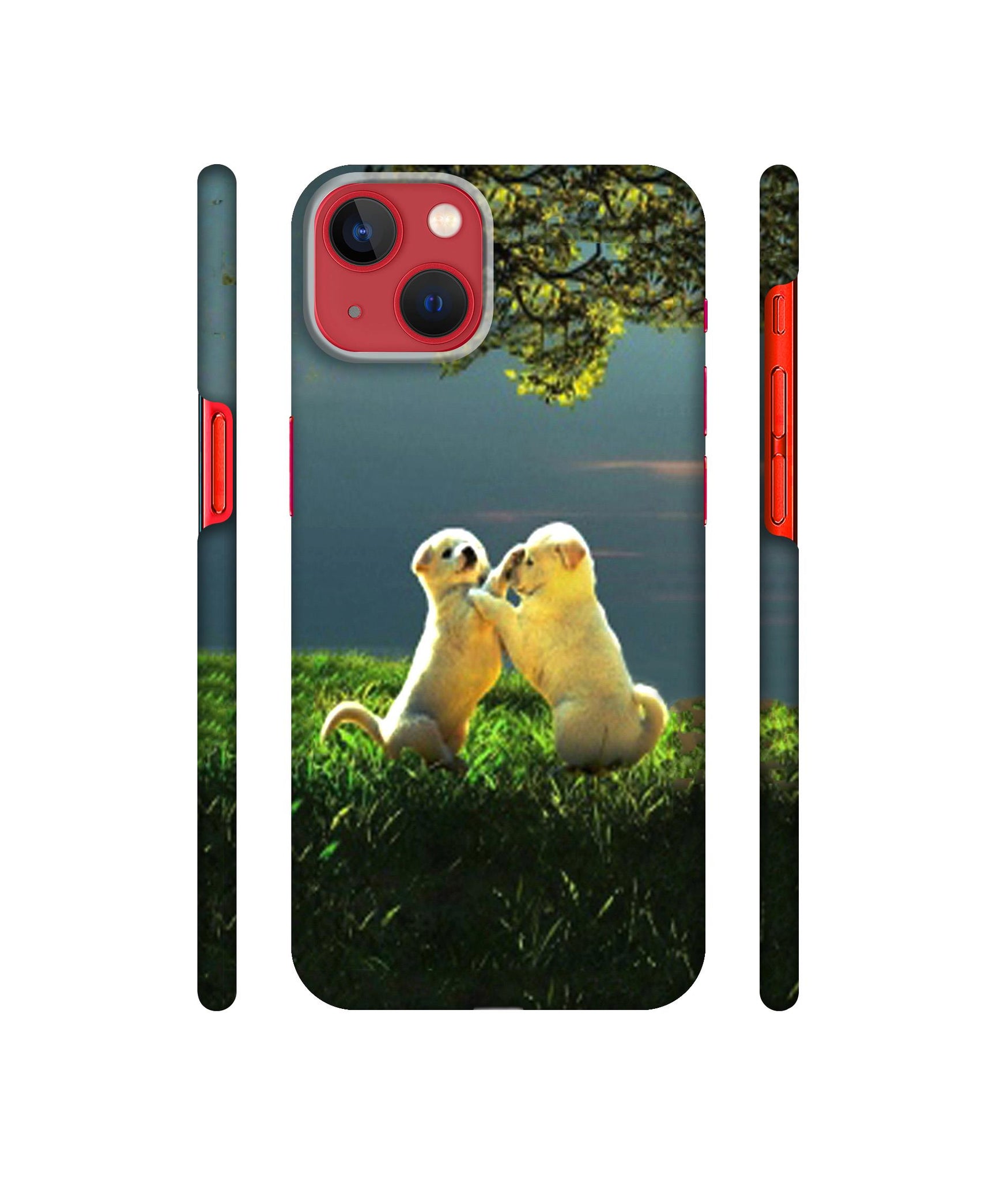 Puppy Couple Play Kids Nature Designer Hard Back Cover for Apple iPhone 13