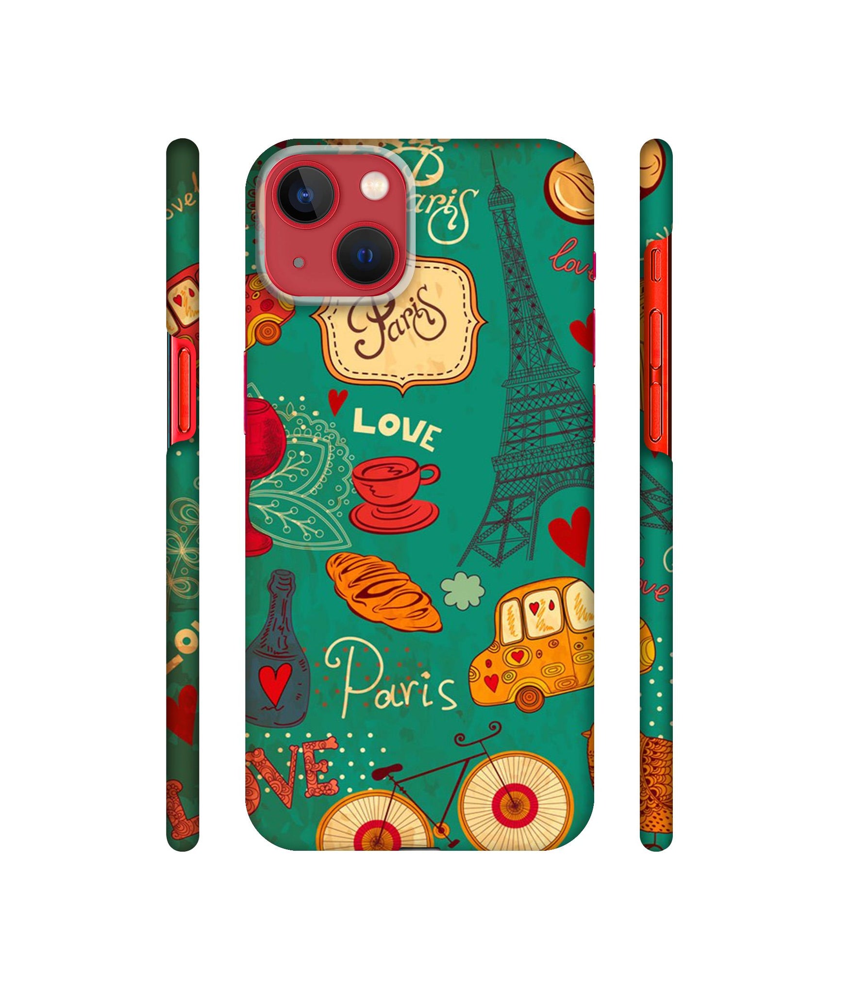 Paris Love Print Designer Hard Back Cover for Apple iPhone 13