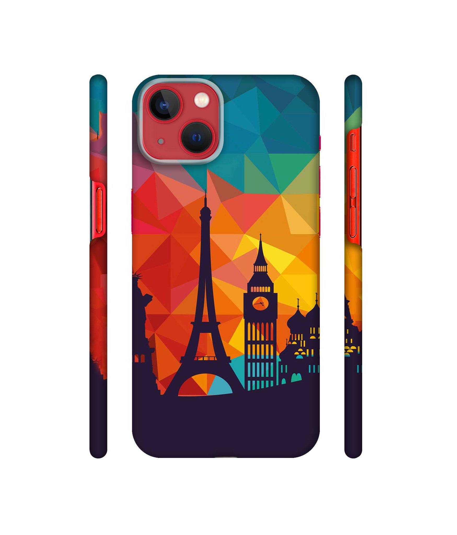 Colored Paris Designer Hard Back Cover for Apple iPhone 13