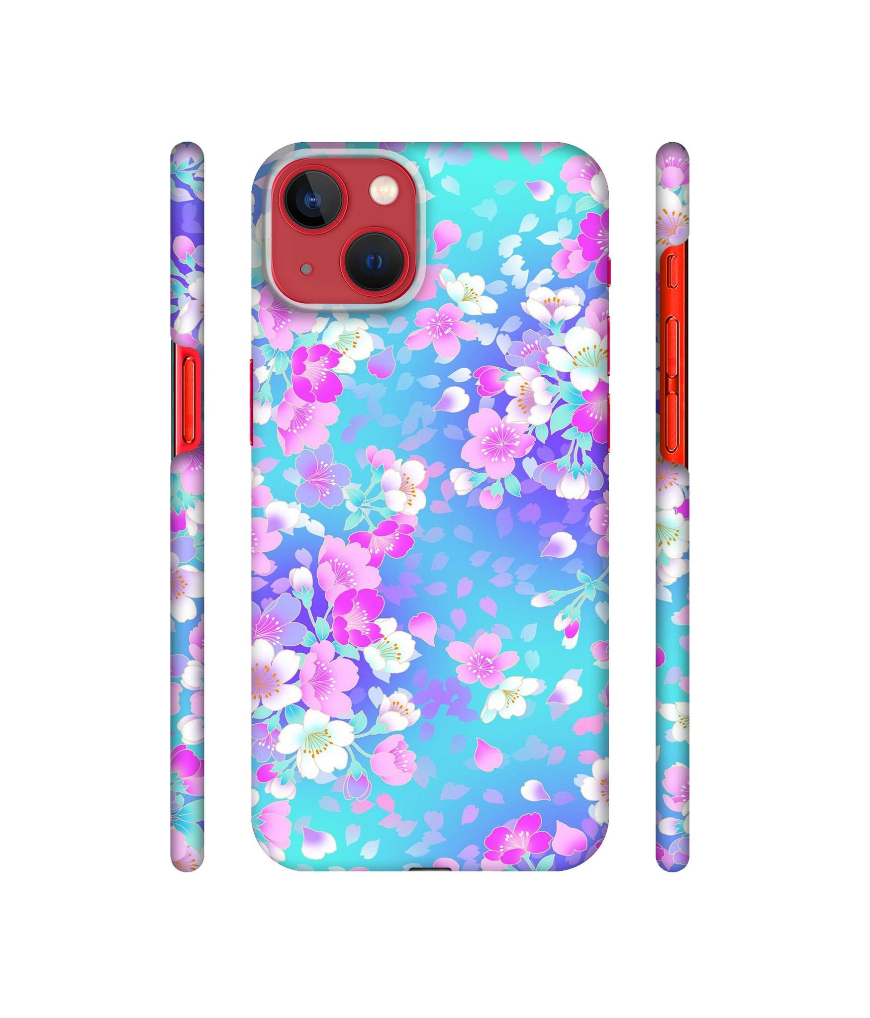 Floral Blue Pattern Designer Hard Back Cover for Apple iPhone 13