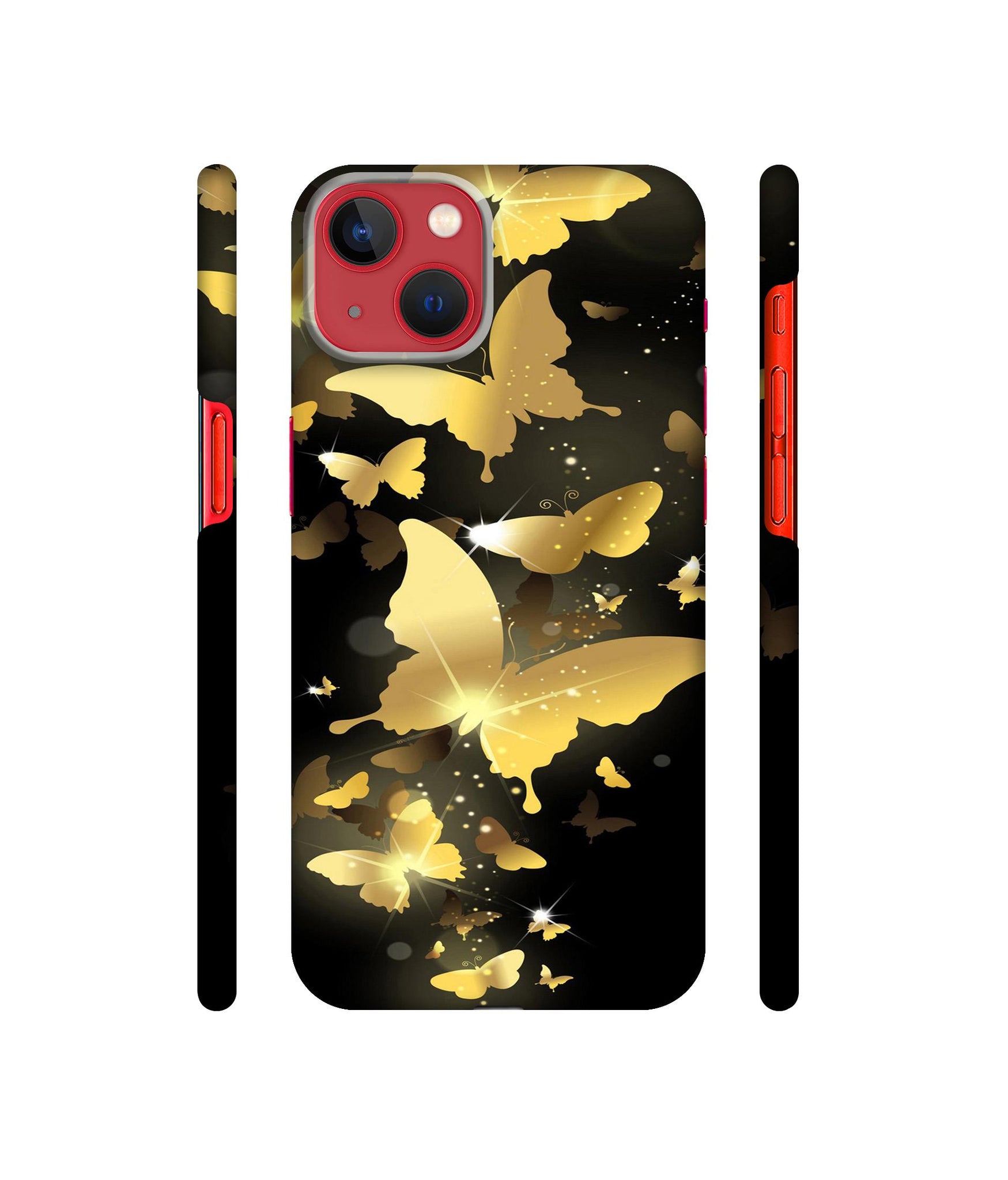 Golden Butterfly Pattern Designer Hard Back Cover for Apple iPhone 13