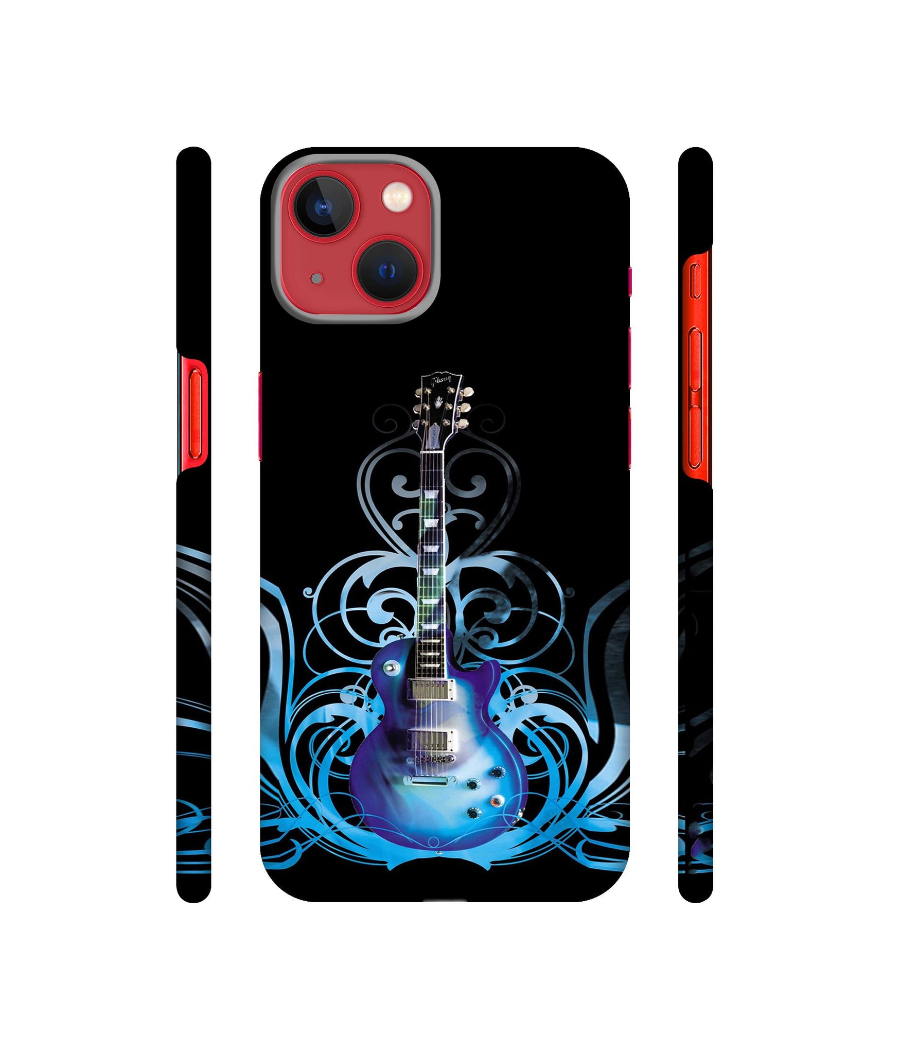 Guitar In Blue Pattern Designer Hard Back Cover for Apple iPhone 13