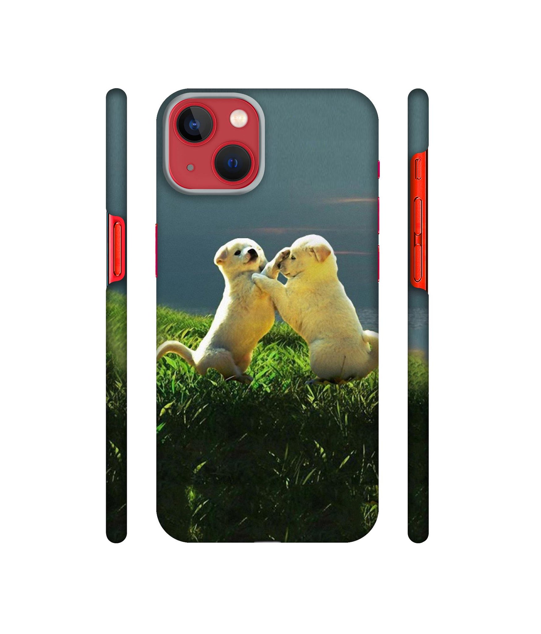 Puppy Couple Sunset Designer Hard Back Cover for Apple iPhone 13