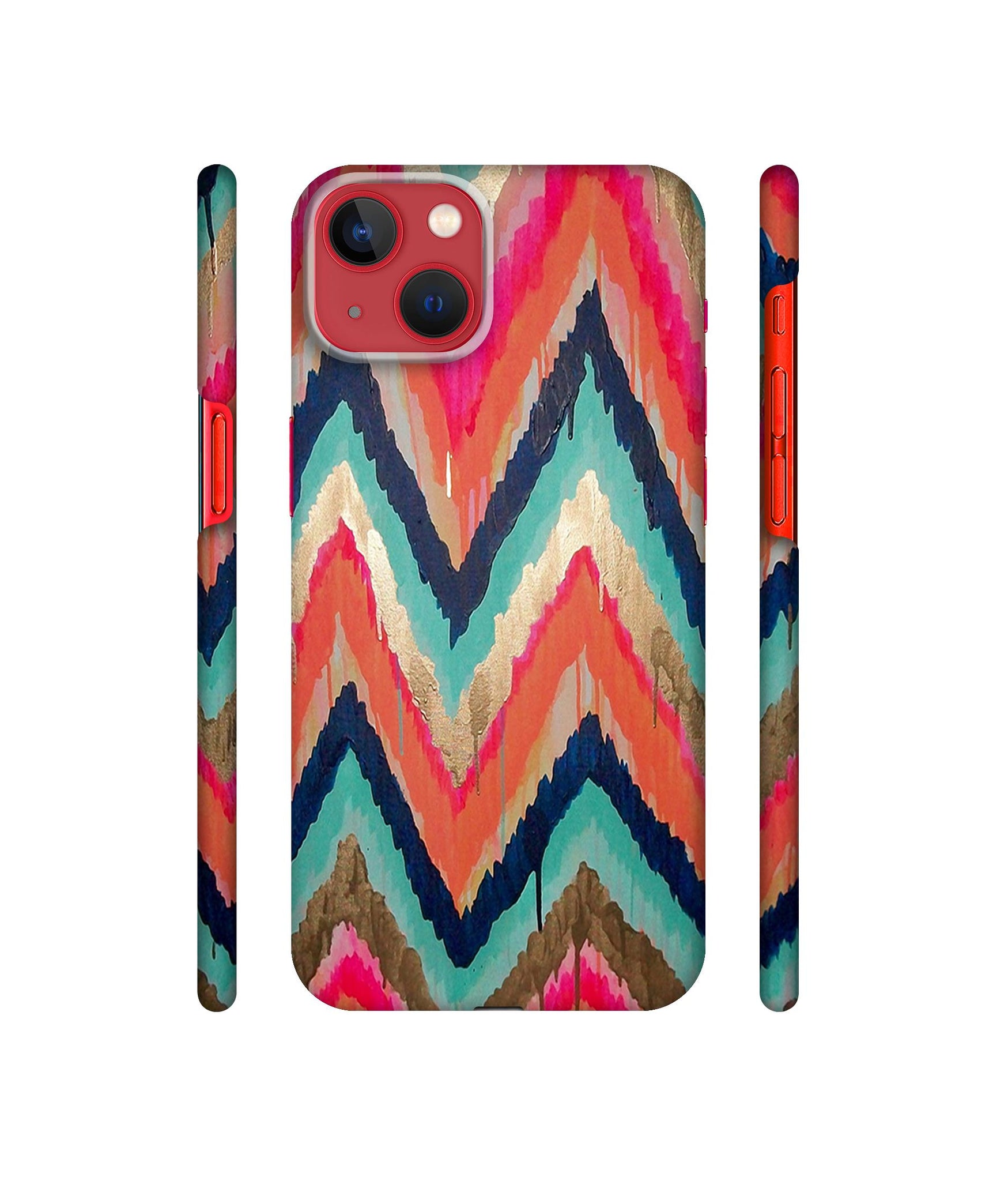 Colorful Zig-Zag Lines Art Designer Hard Back Cover for Apple iPhone 13