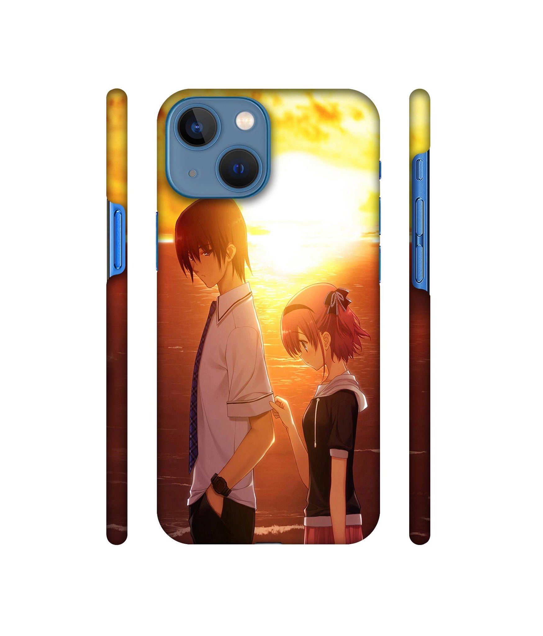 Girl Boy Sunset Sea Designer Hard Back Cover for Apple iPhone 13 Mini