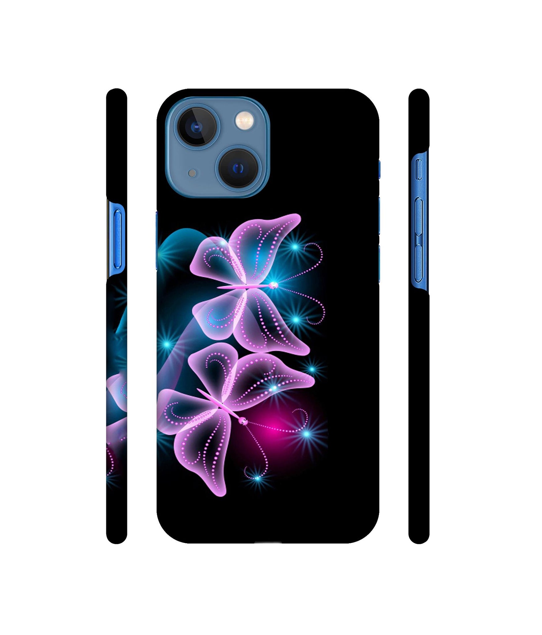 Butterflies Neon Light Designer Hard Back Cover for Apple iPhone 13 Mini
