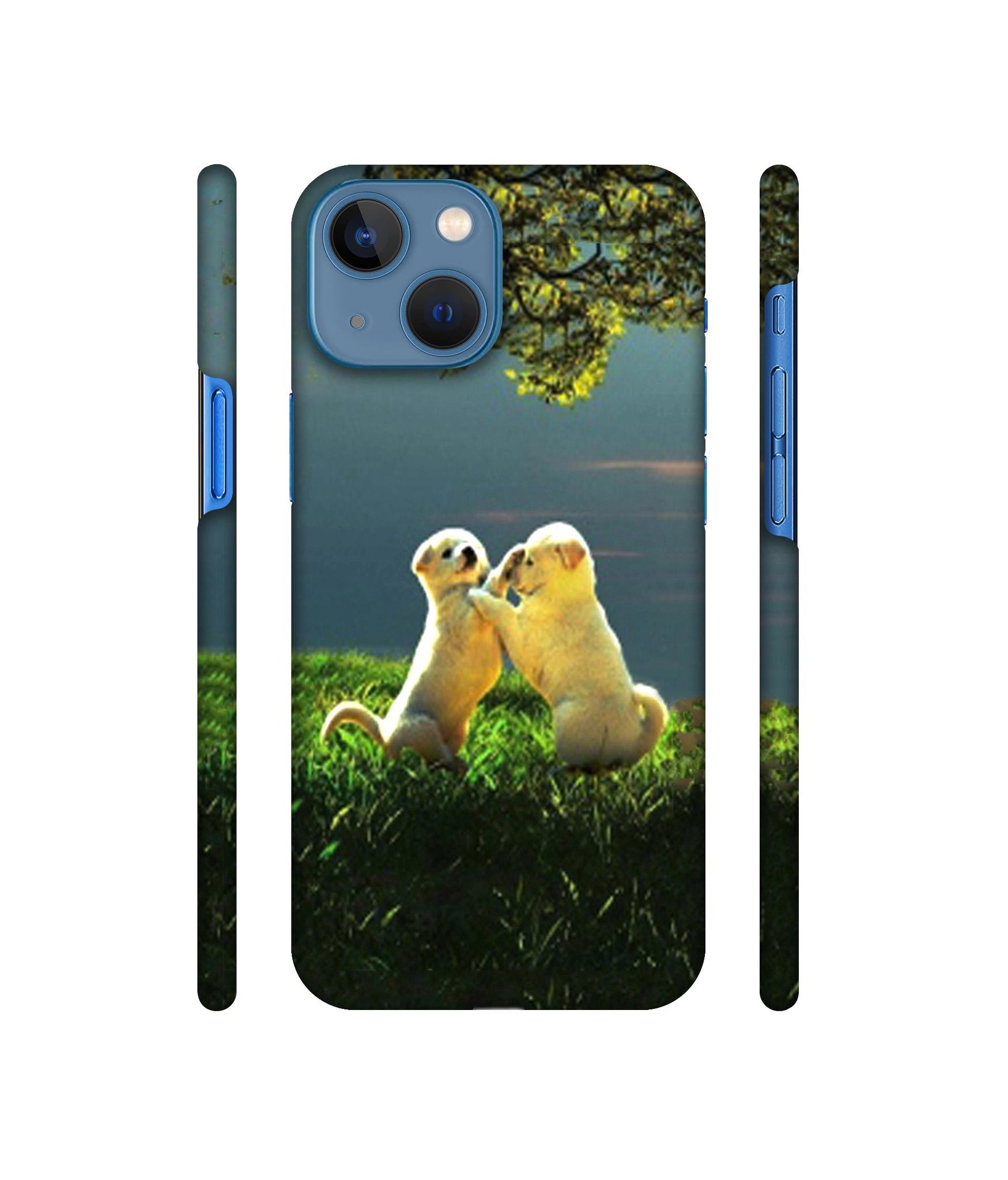 Puppy Couple Play Kids Nature Designer Hard Back Cover for Apple iPhone 13 Mini
