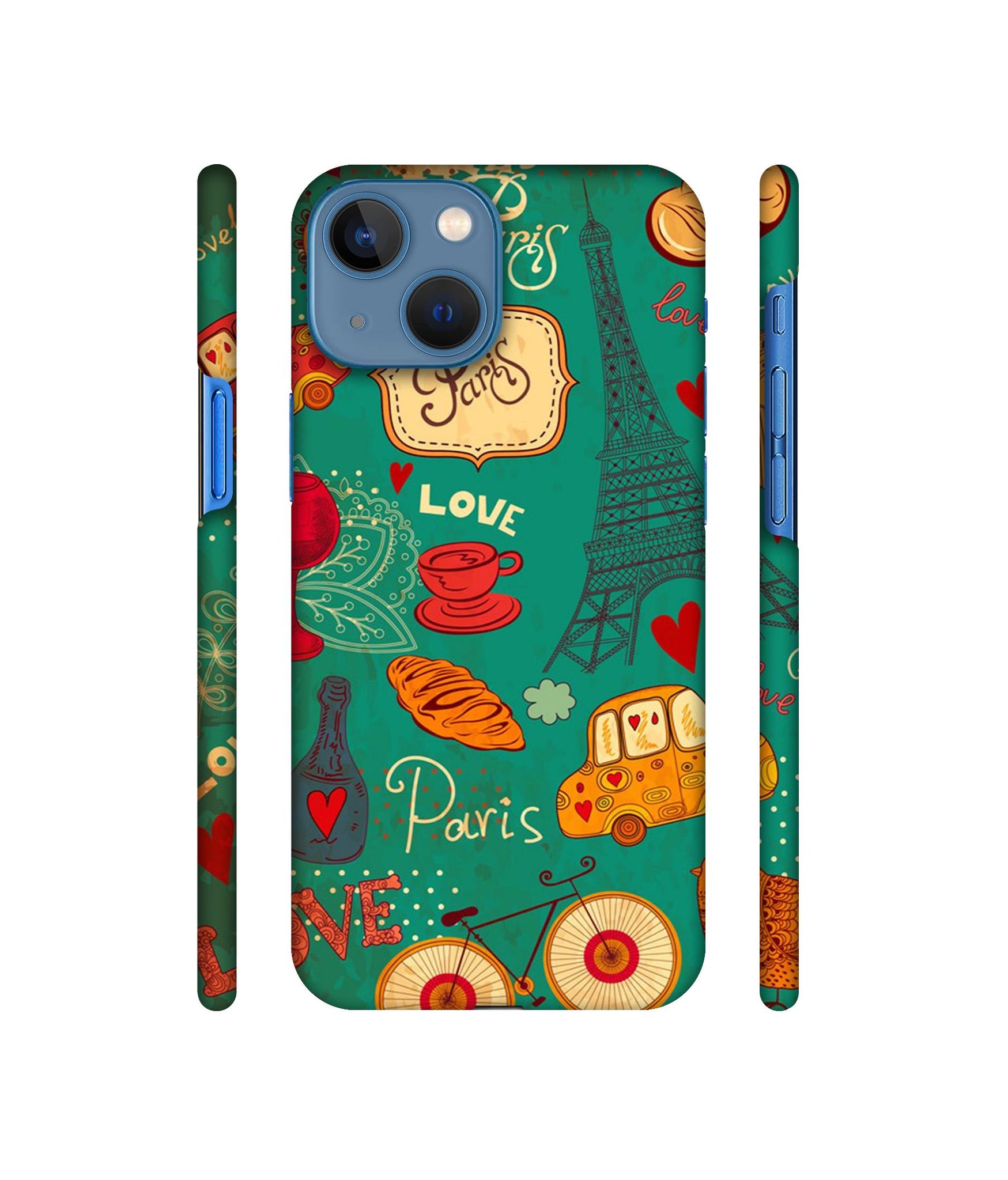 Paris Love Print Designer Hard Back Cover for Apple iPhone 13 Mini
