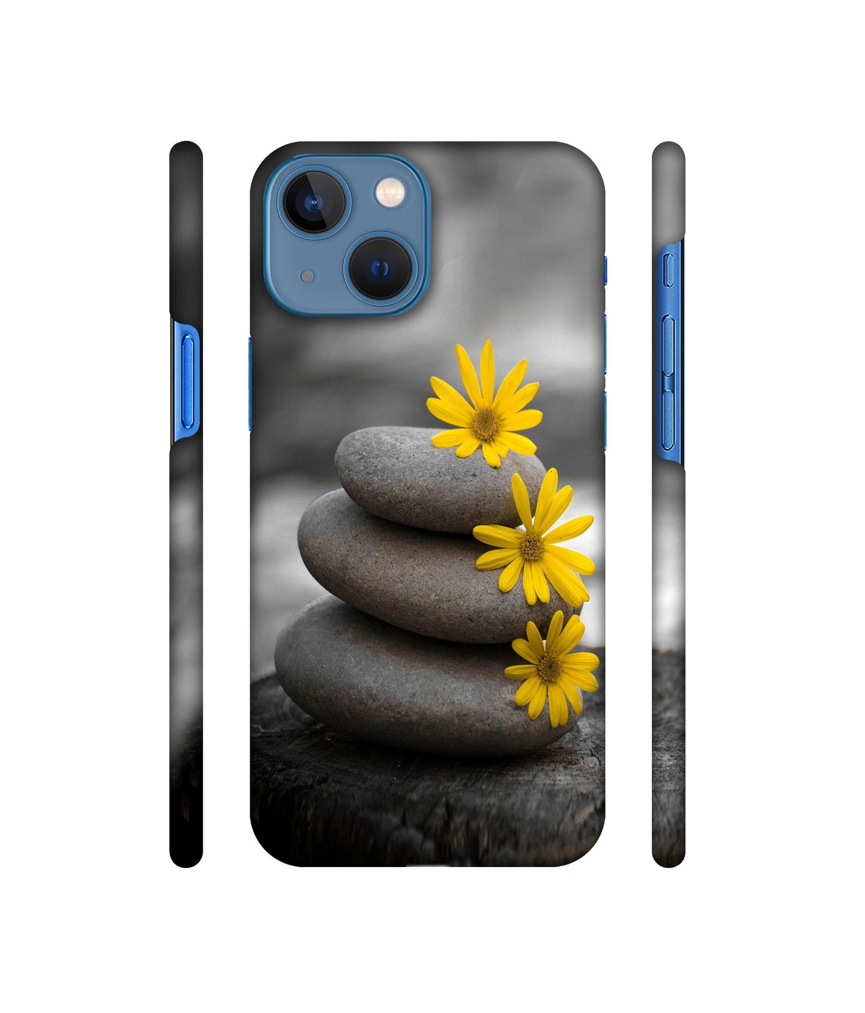 Stones And Flower Designer Hard Back Cover for Apple iPhone 13 Mini