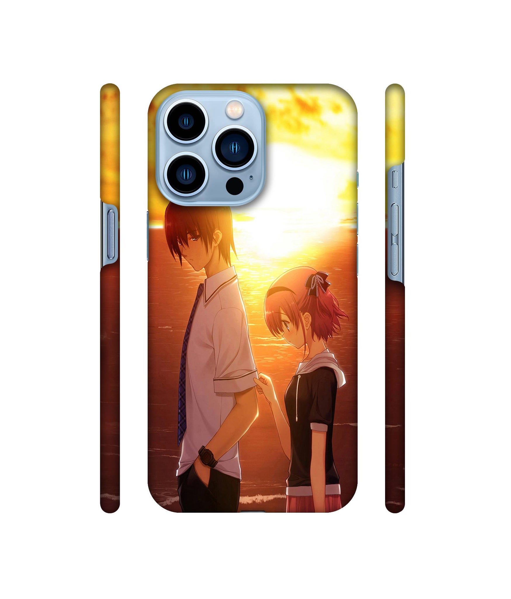 Girl Boy Sunset Sea Designer Hard Back Cover for Apple iPhone 13 Pro