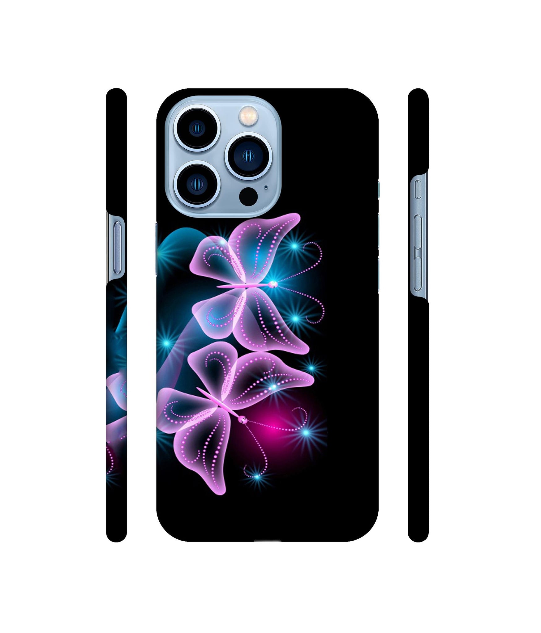 Butterflies Neon Light Designer Hard Back Cover for Apple iPhone 13 Pro