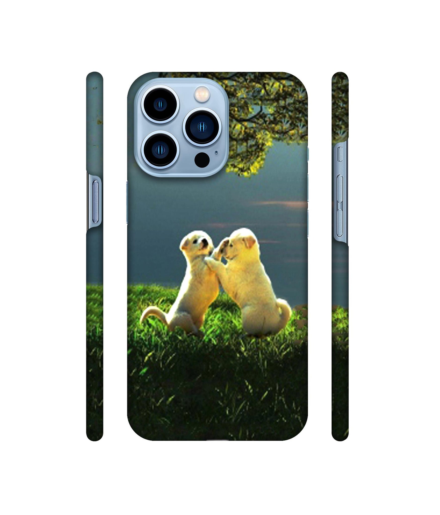 Puppy Couple Play Kids Nature Designer Hard Back Cover for Apple iPhone 13 Pro