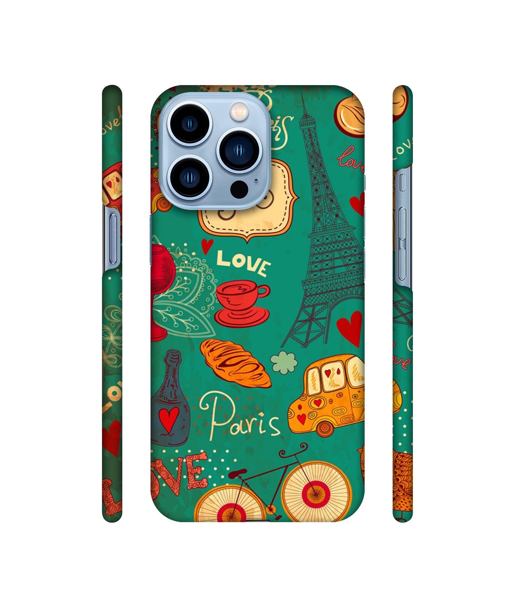 Paris Love Print Designer Hard Back Cover for Apple iPhone 13 Pro