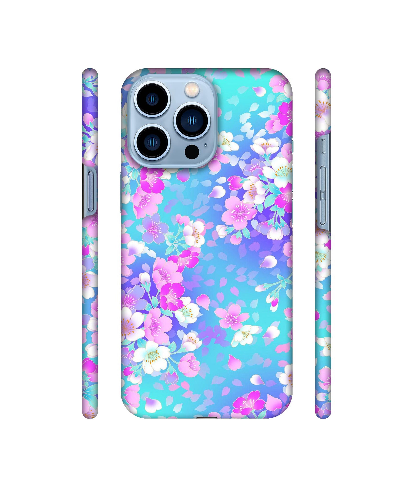 Floral Blue Pattern Designer Hard Back Cover for Apple iPhone 13 Pro