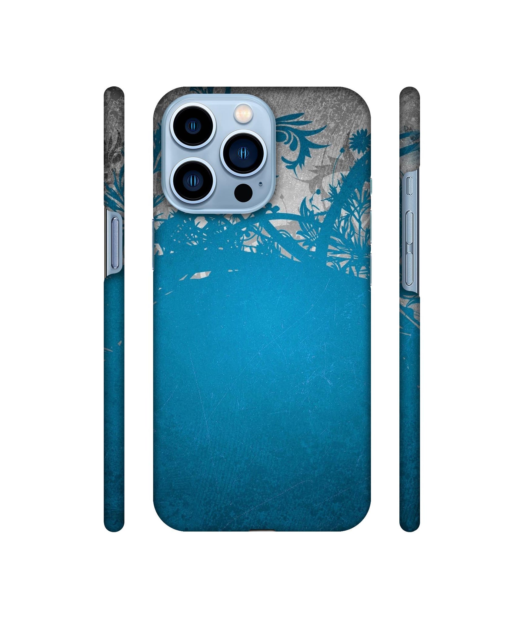 Blue Floral Pattern Designer Hard Back Cover for Apple iPhone 13 Pro