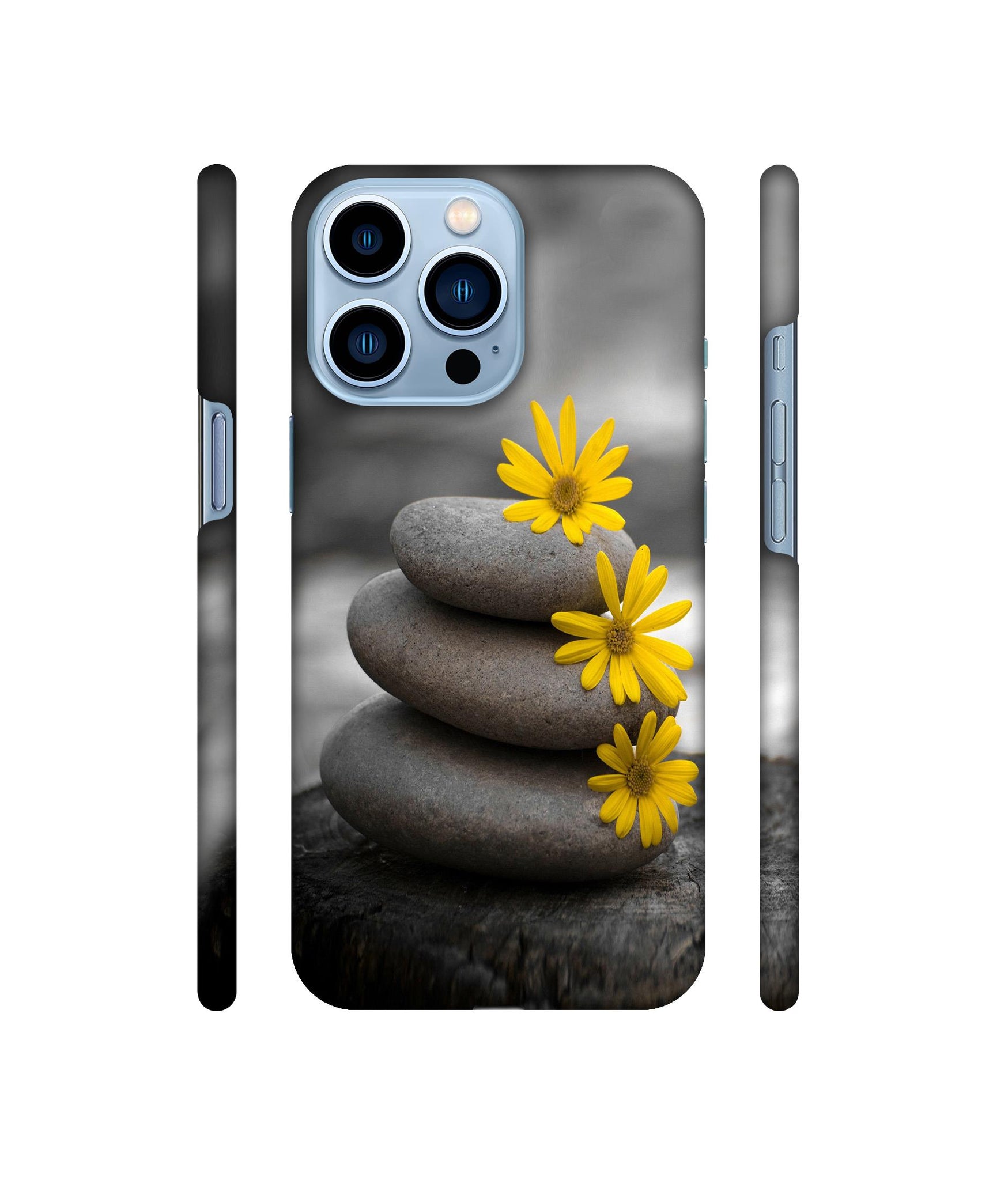 Stones And Flower Designer Hard Back Cover for Apple iPhone 13 Pro