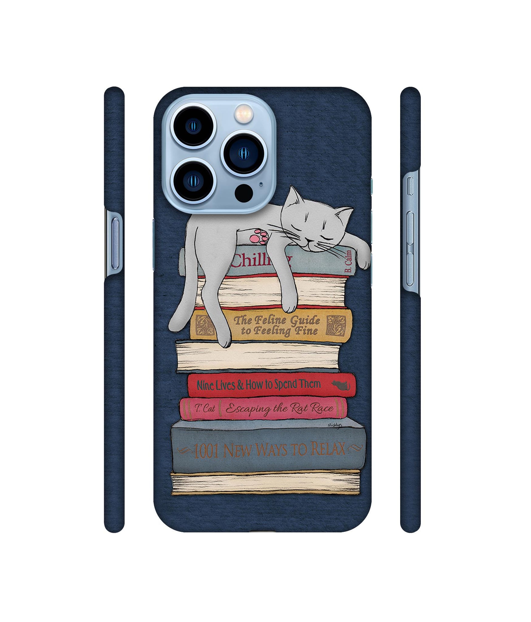 Cat Sleeping On The Books Designer Hard Back Cover for Apple iPhone 13 Pro