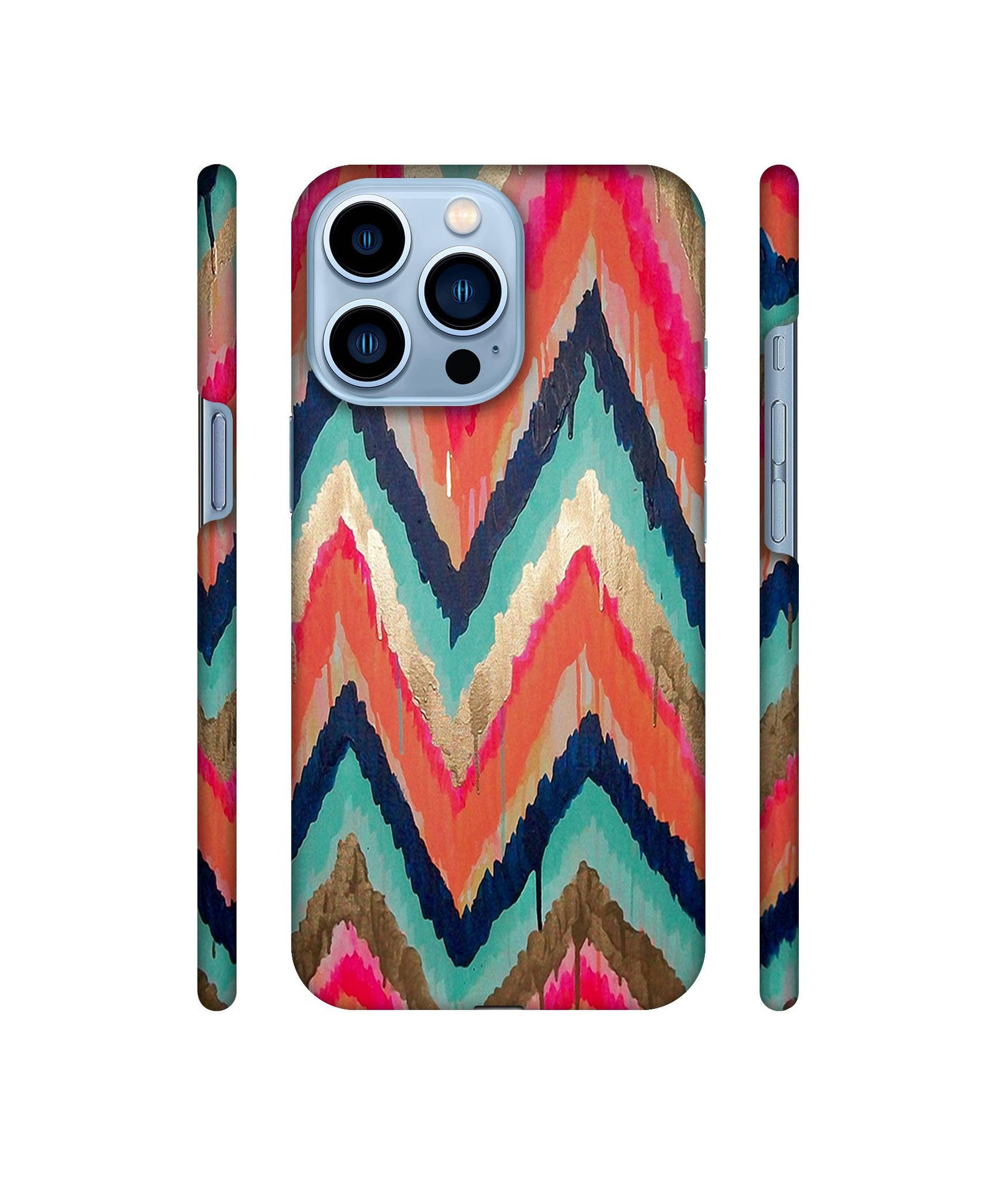 Colorful Zig-Zag Lines Art Designer Hard Back Cover for Apple iPhone 13 Pro