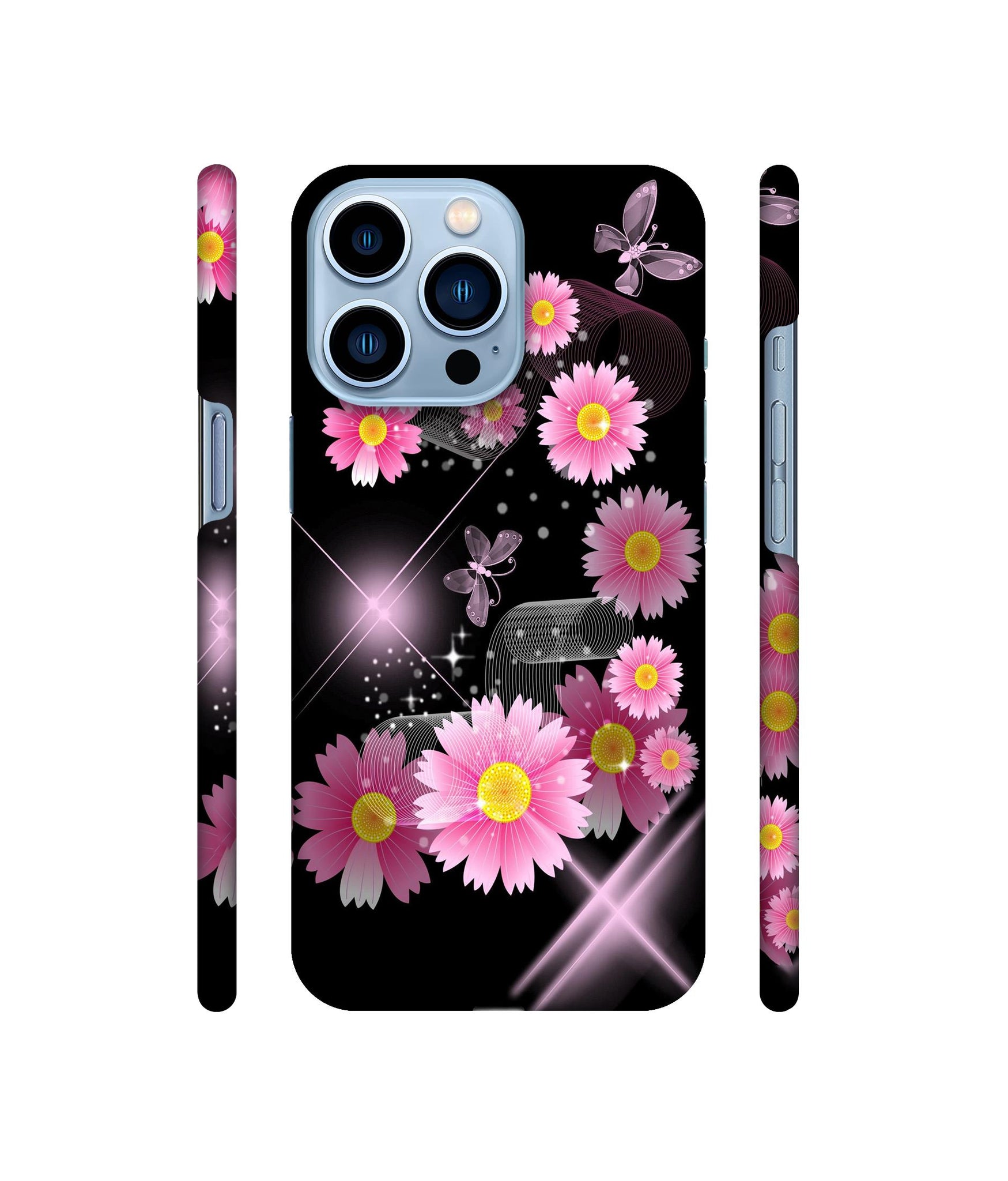 Pink Flower Designer Hard Back Cover for Apple iPhone 13 Pro