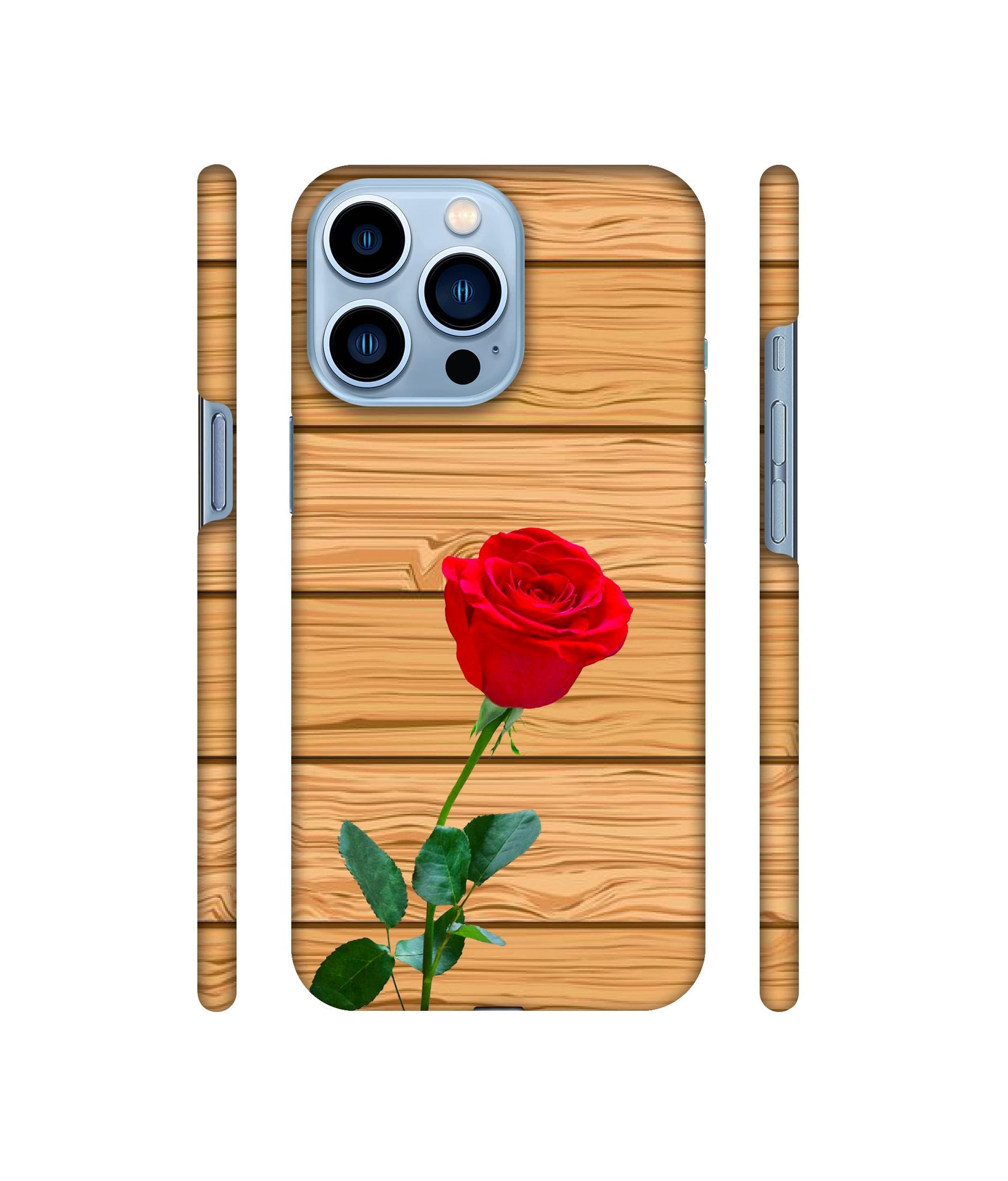 Rose With Wooden Texture Designer Hard Back Cover for Apple iPhone 13 Pro