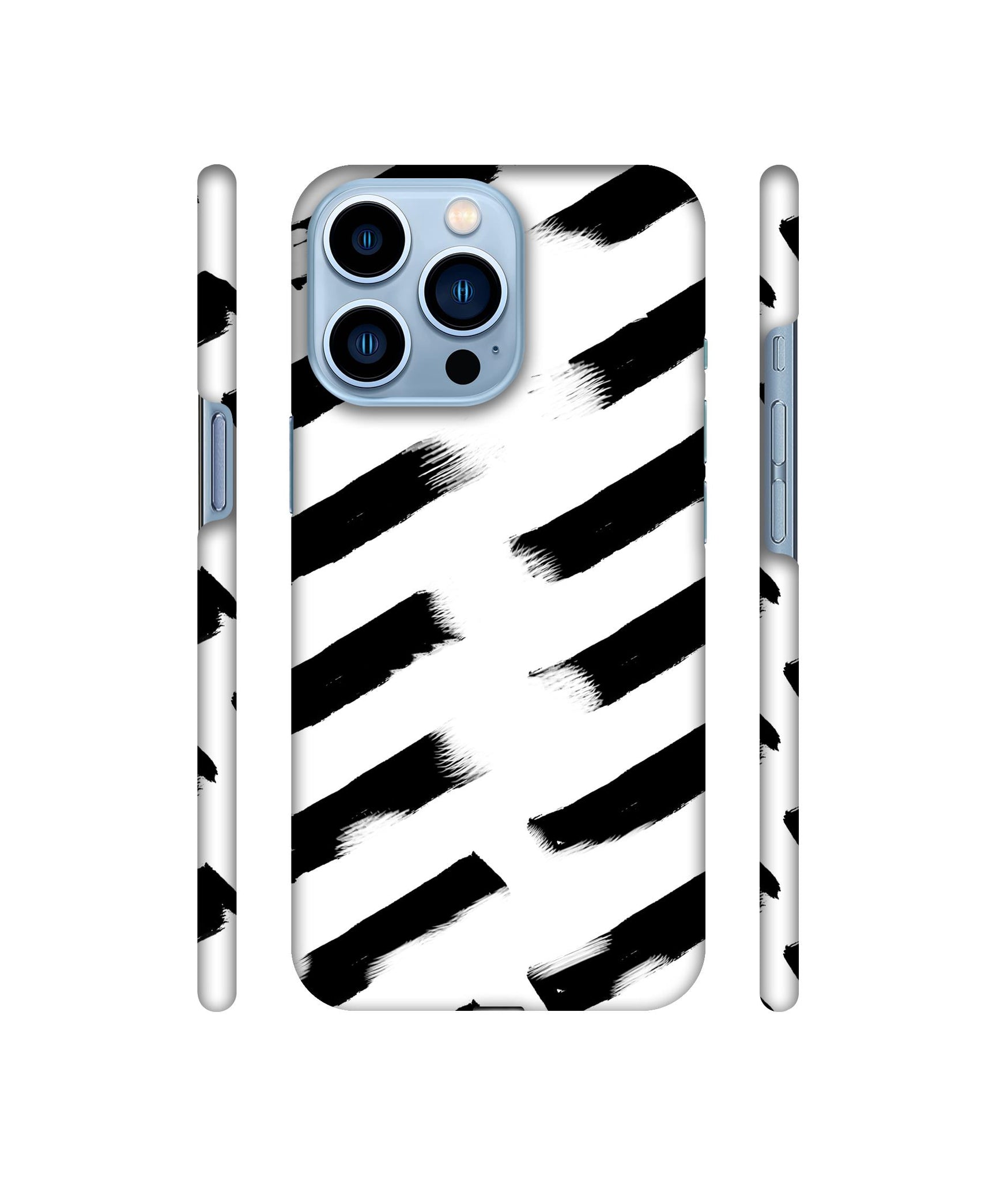 Black & White Rectangle Designer Hard Back Cover for Apple iPhone 13 Pro