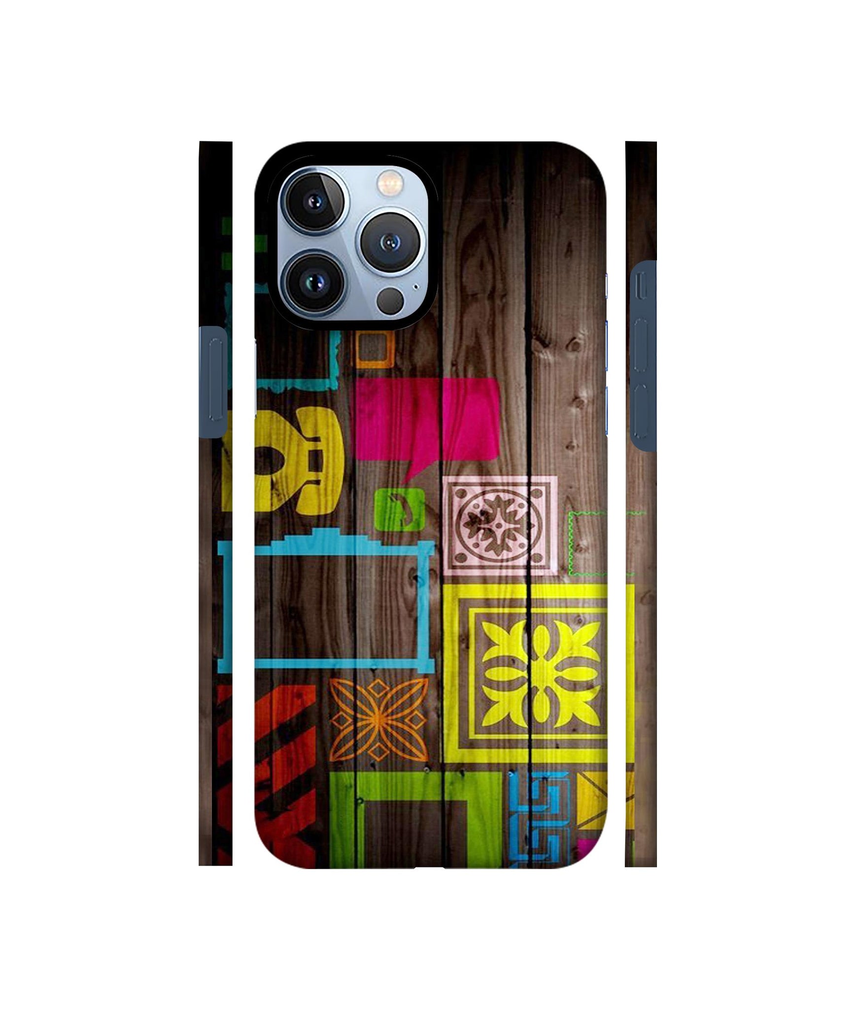 Stamps on Wooden Texture Designer Hard Back Cover for Apple iPhone 13 Pro