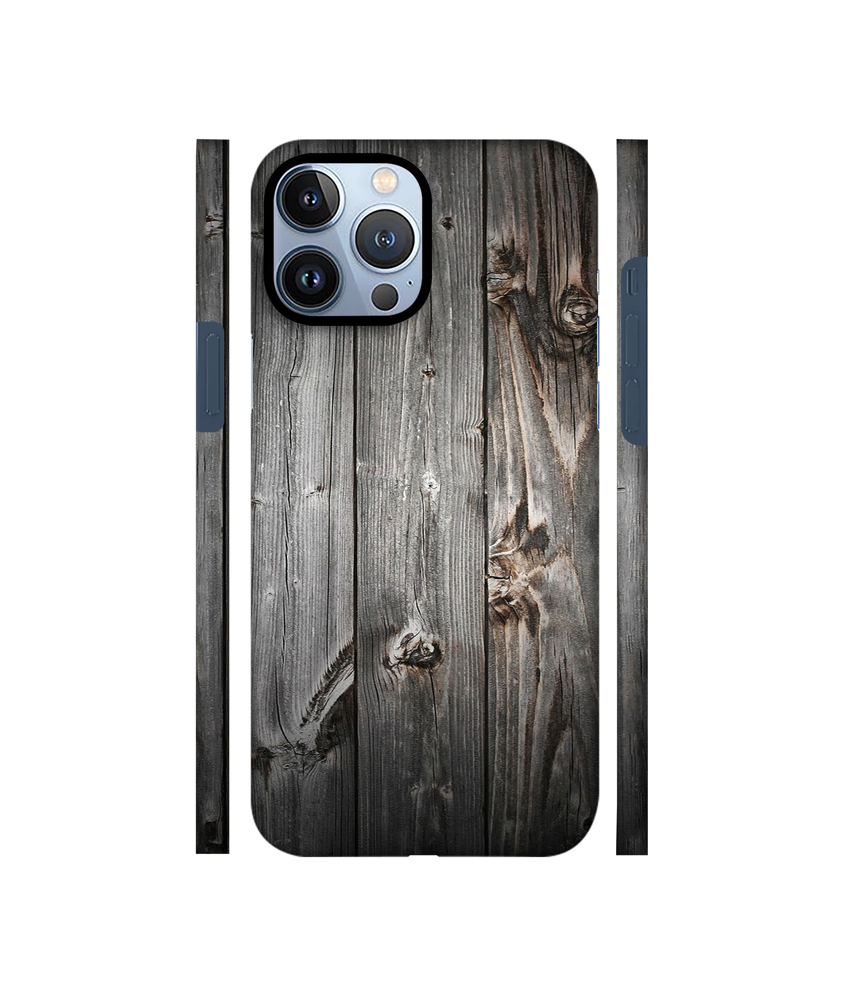 Grey Wooden Texture Designer Hard Back Cover for Apple iPhone 13 Pro