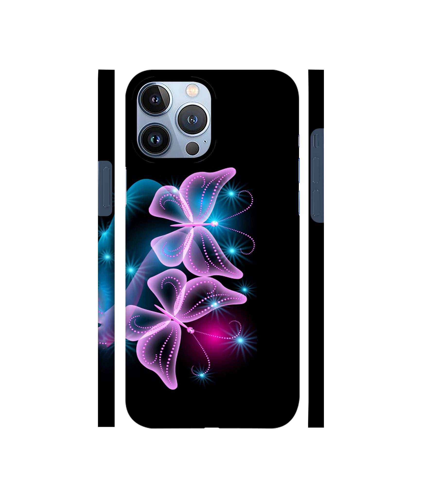 Butterflies Neon Light Designer Hard Back Cover for Apple iPhone 13 Pro