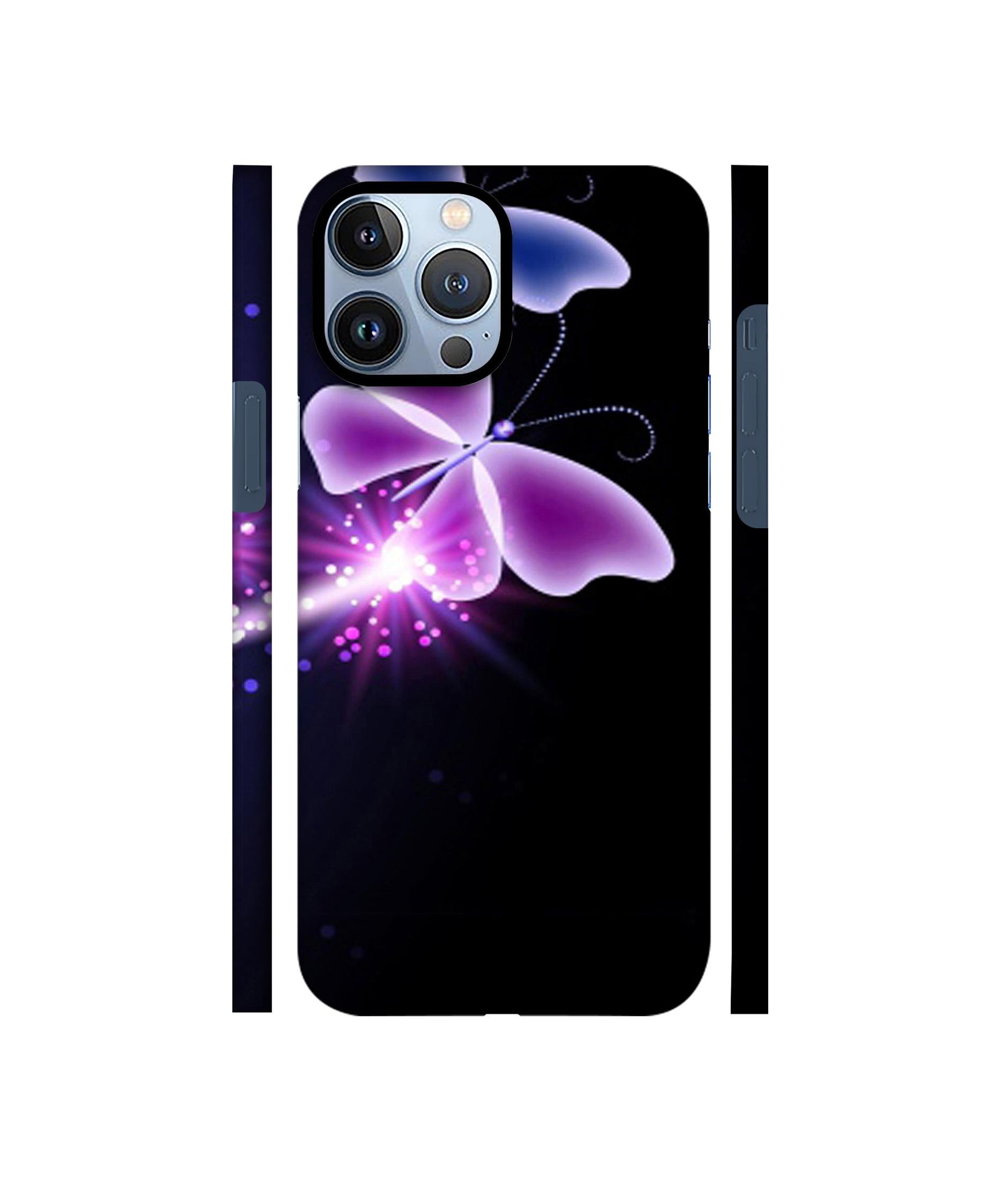 Neon Butterfly Light Abstract Shine Designer Hard Back Cover for Apple iPhone 13 Pro