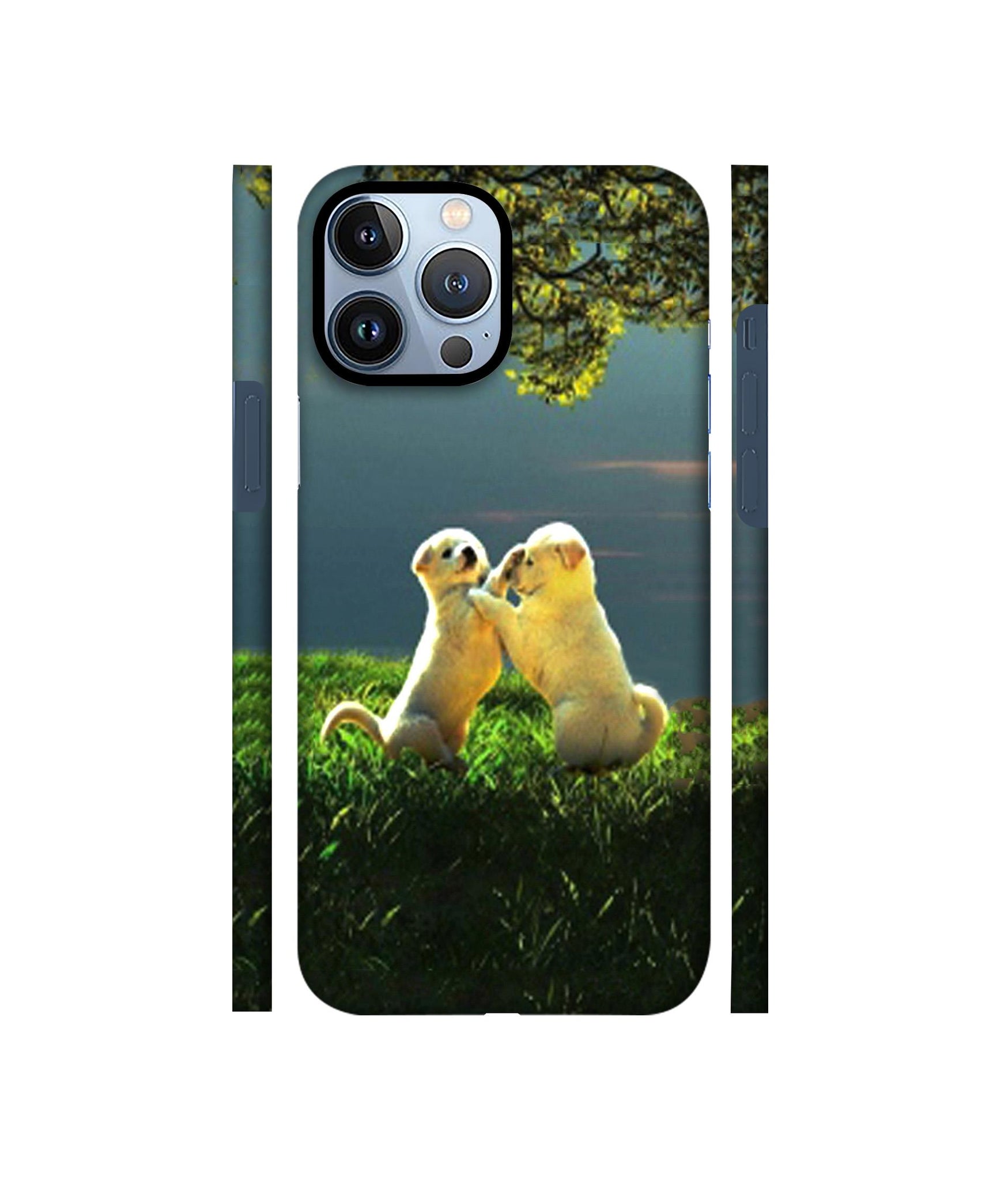 Puppy Couple Play Kids Nature Designer Hard Back Cover for Apple iPhone 13 Pro