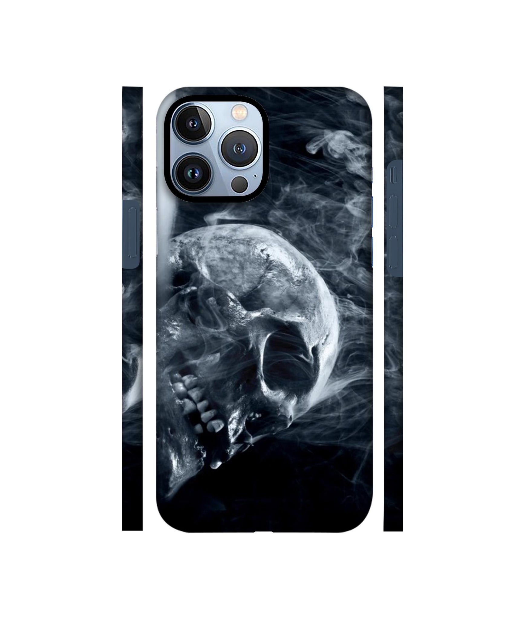 Skull Smoke Blue Scary Death Designer Hard Back Cover for Apple iPhone 13 Pro