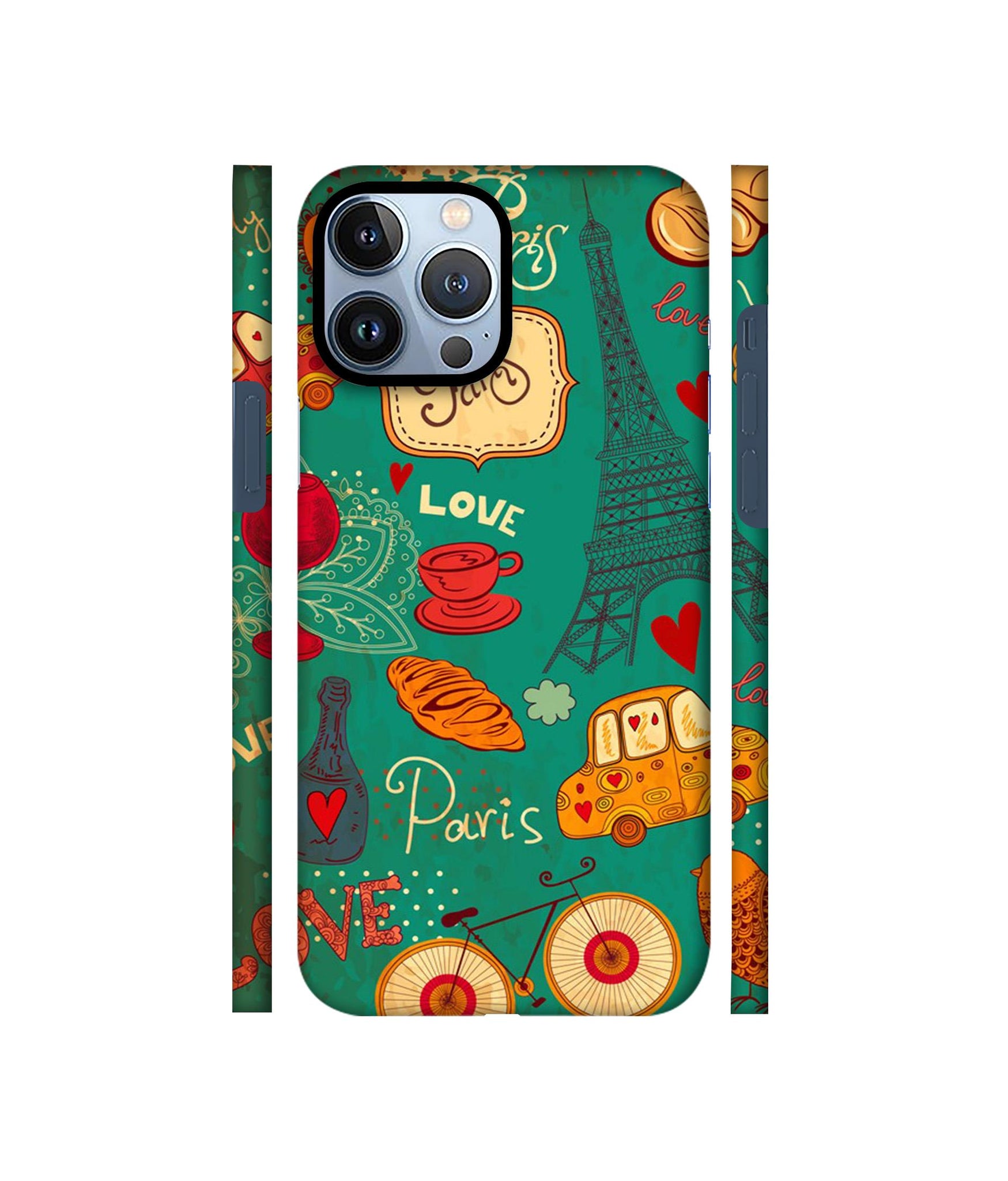 Paris Love Print Designer Hard Back Cover for Apple iPhone 13 Pro