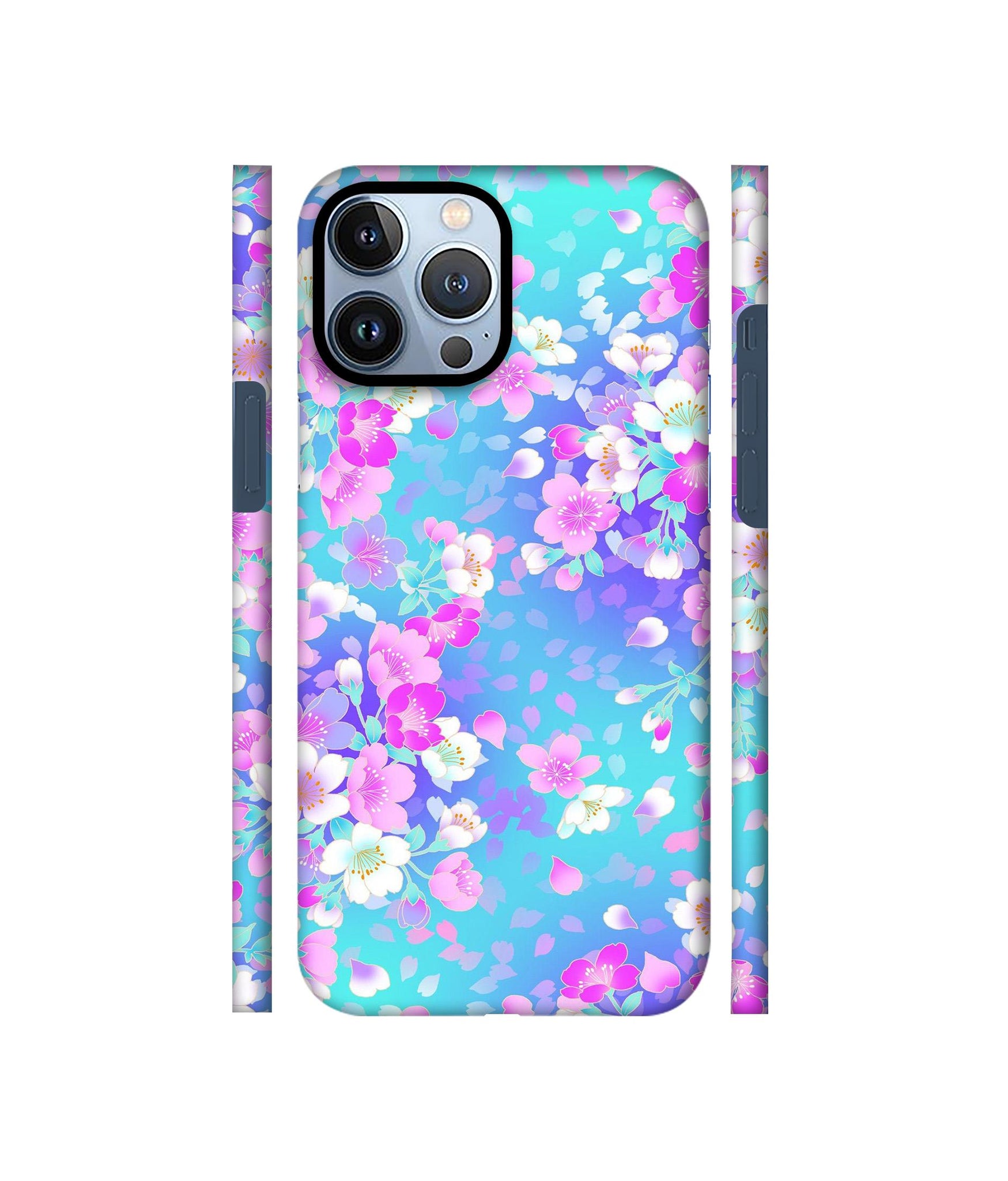 Floral Blue Pattern Designer Hard Back Cover for Apple iPhone 13 Pro