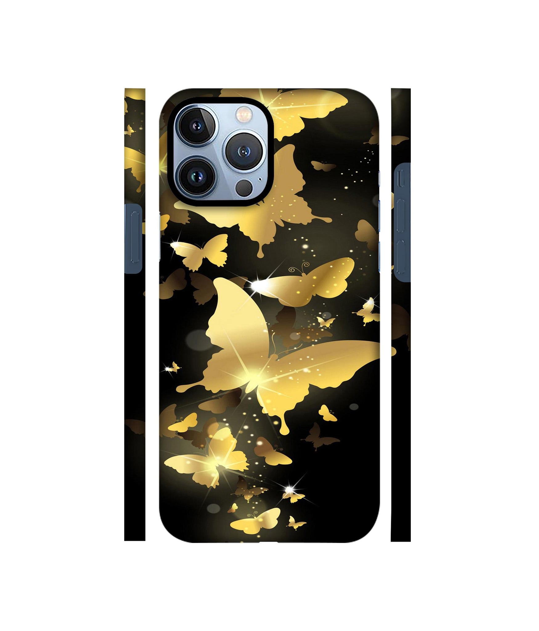 Golden Butterfly Pattern Designer Hard Back Cover for Apple iPhone 13 Pro