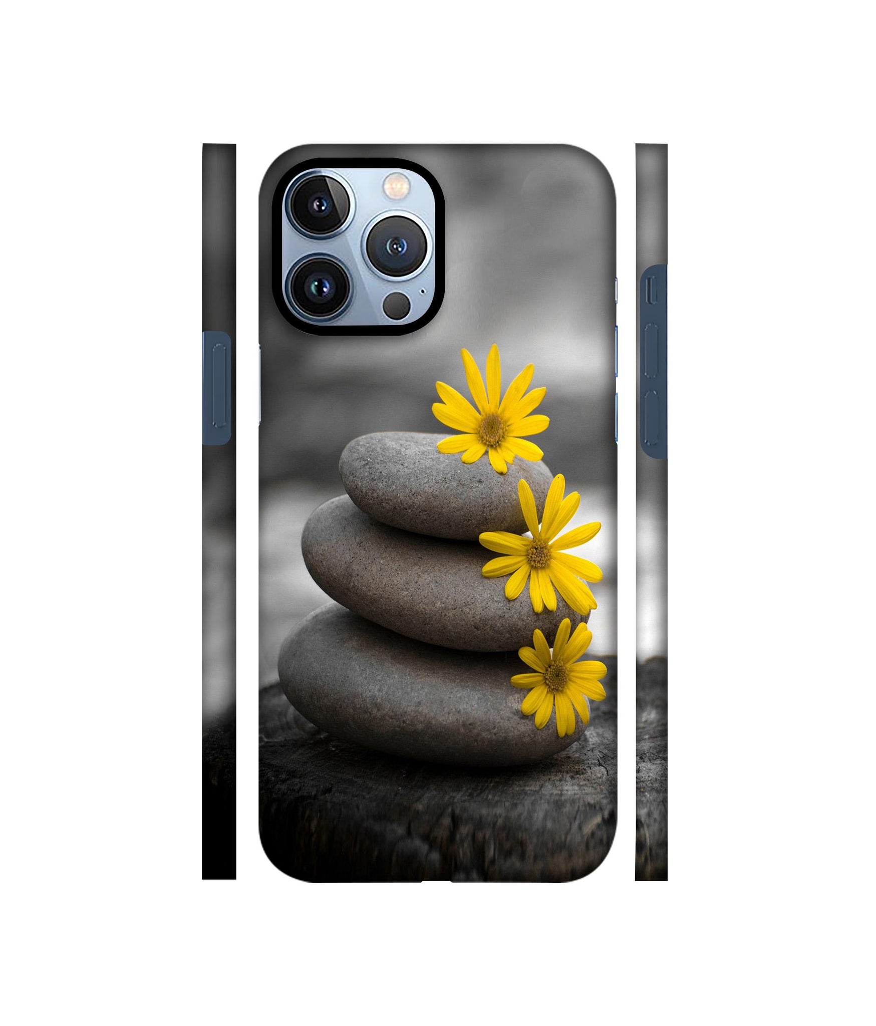 Stones And Flower Designer Hard Back Cover for Apple iPhone 13 Pro