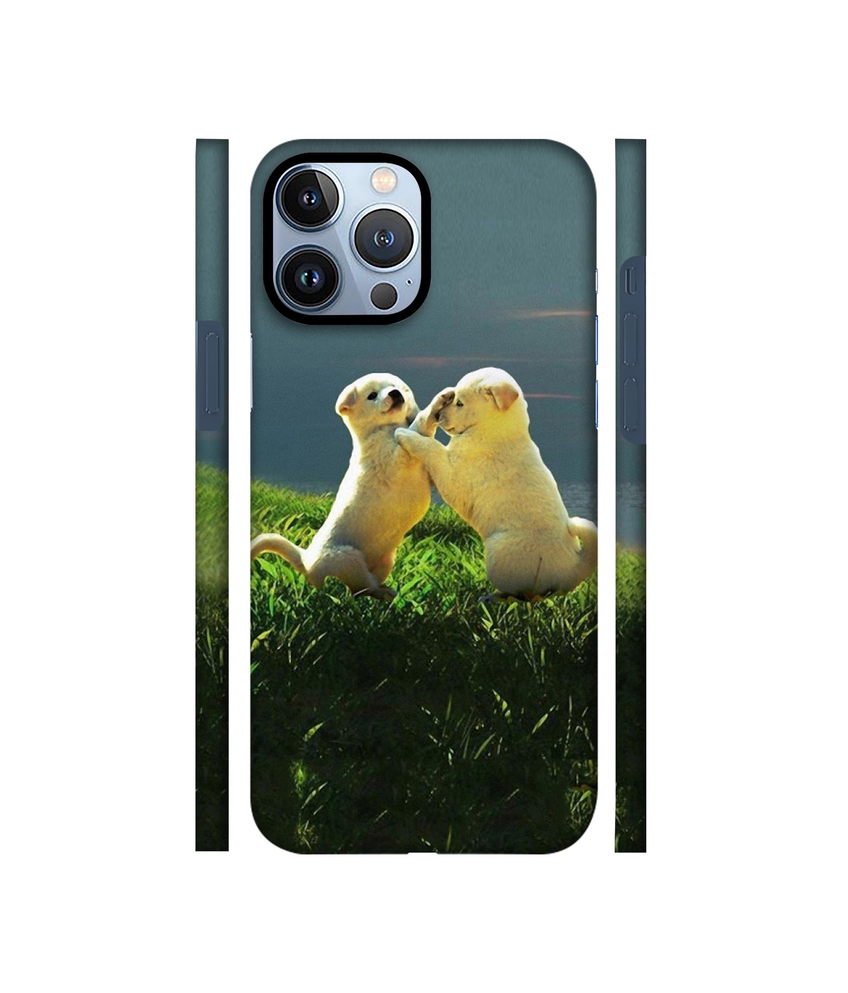 Puppy Couple Sunset Designer Hard Back Cover for Apple iPhone 13 Pro