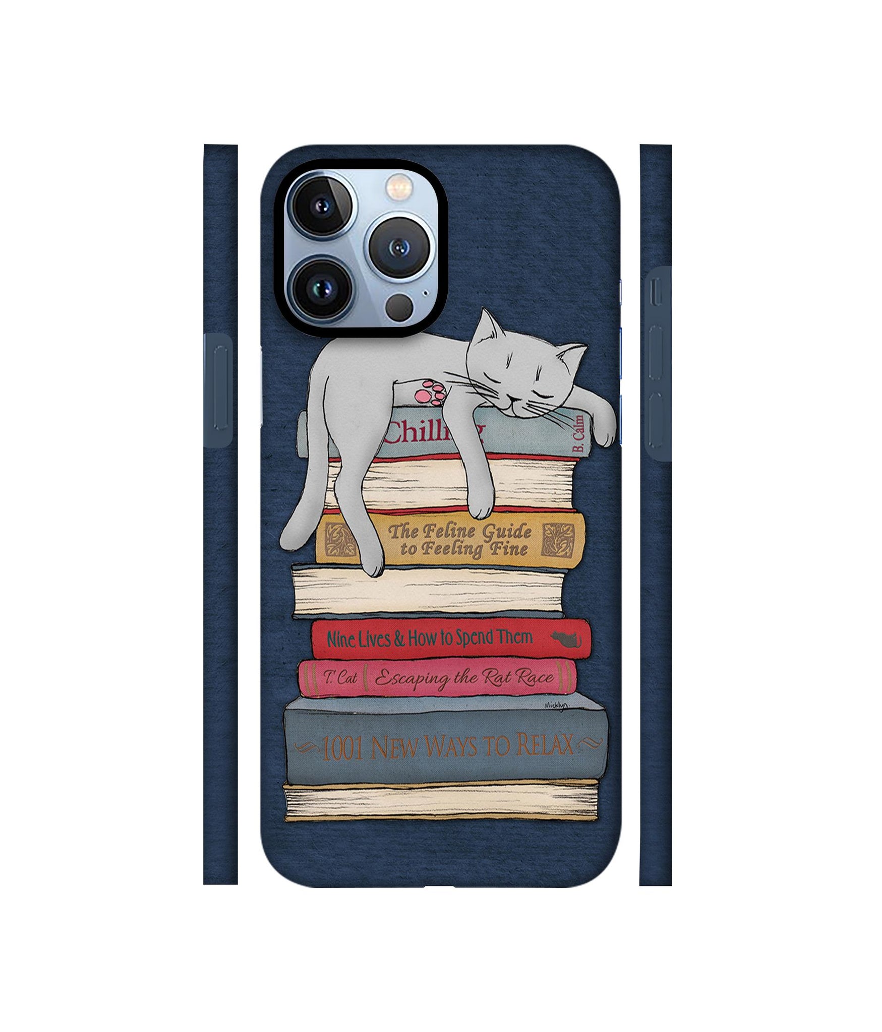 Cat Sleeping On The Books Designer Hard Back Cover for Apple iPhone 13 Pro