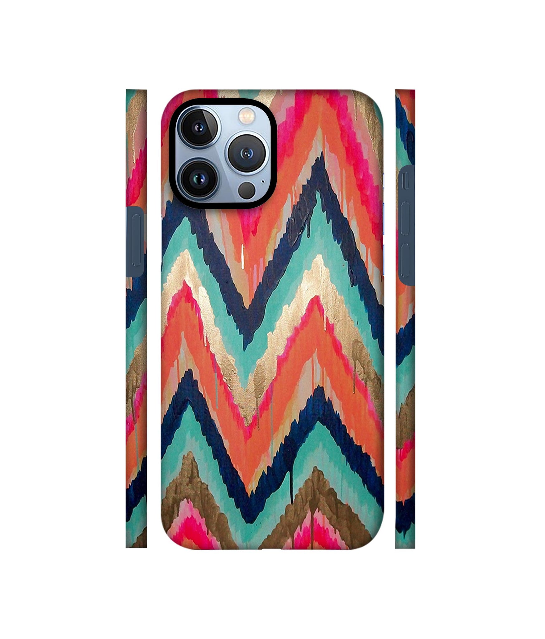 Colorful Zig-Zag Lines Art Designer Hard Back Cover for Apple iPhone 13 Pro