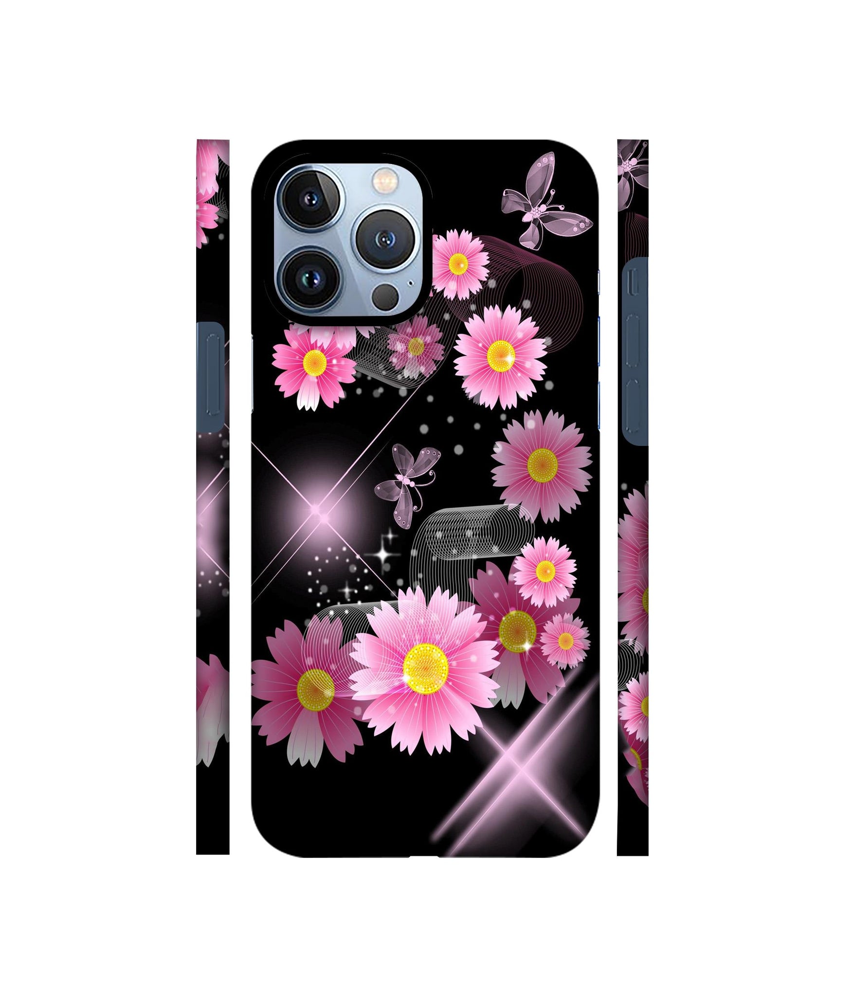 Pink Flower Designer Hard Back Cover for Apple iPhone 13 Pro